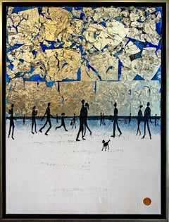Summer Night Kisses - Gold Leaf Contemporary abstract painting