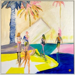 Summer Time with You - Contemporary abstract summer family figures painting