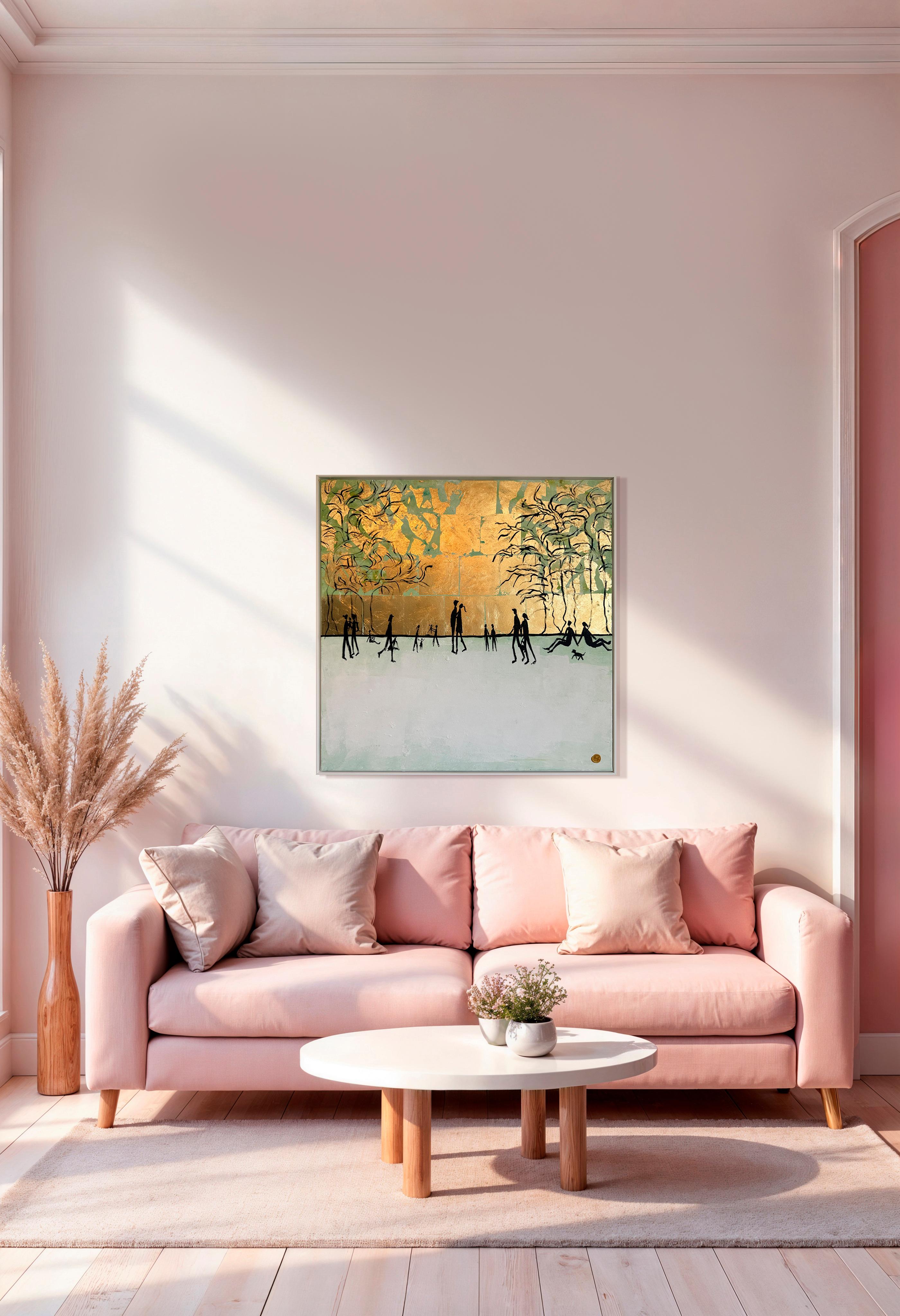 The Day I Fell in Love With You - Blattgold Zeitgenössische abstrakte Malerei im Angebot 9