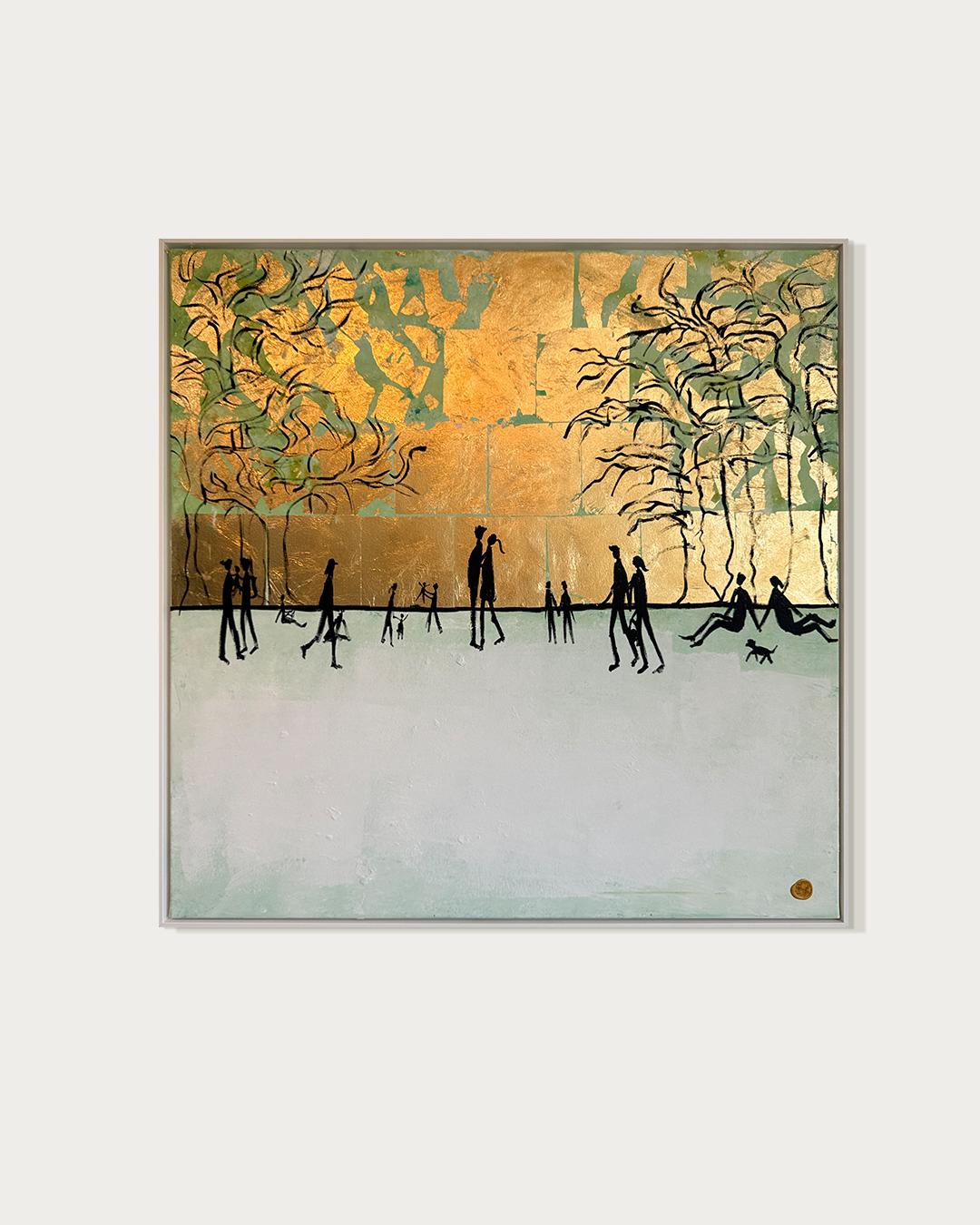 The Day I Fell in Love With You - Blattgold Zeitgenössische abstrakte Malerei – Painting von Katharina Hormel