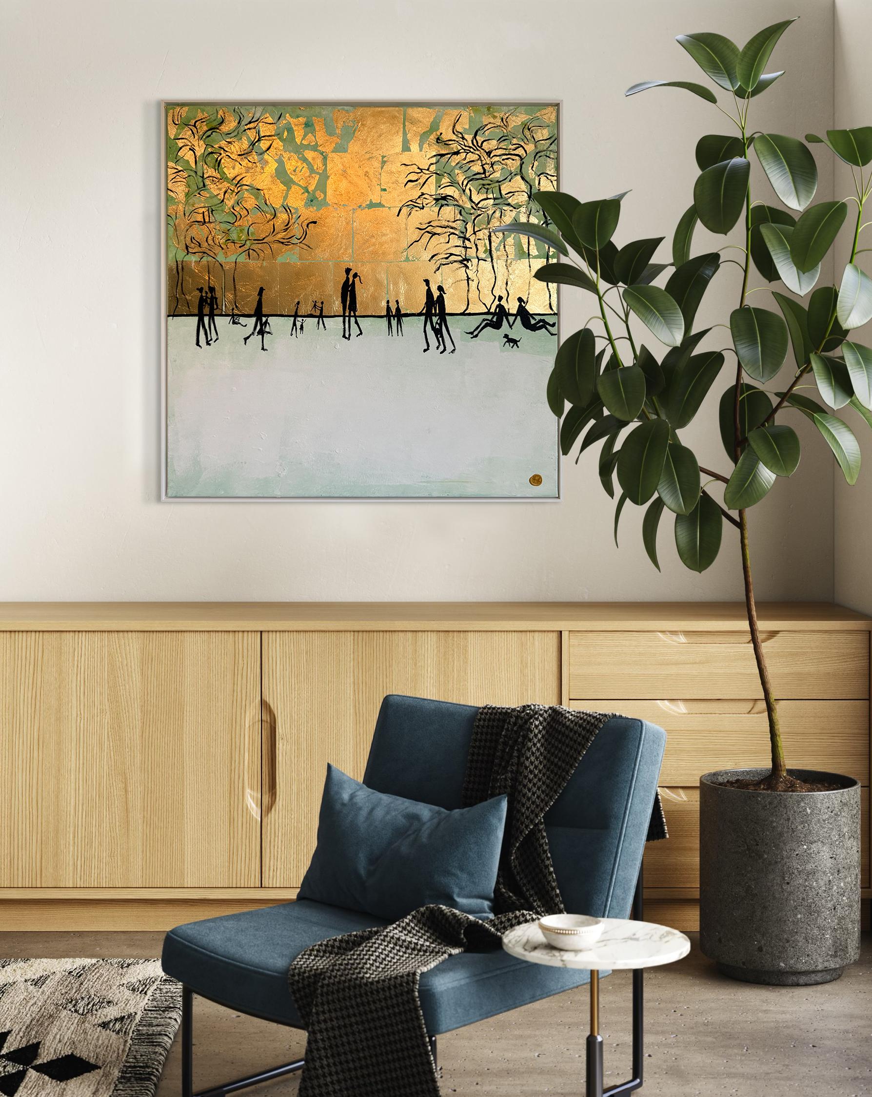 The Day I Fell in Love With You - Blattgold Zeitgenössische abstrakte Malerei im Angebot 5