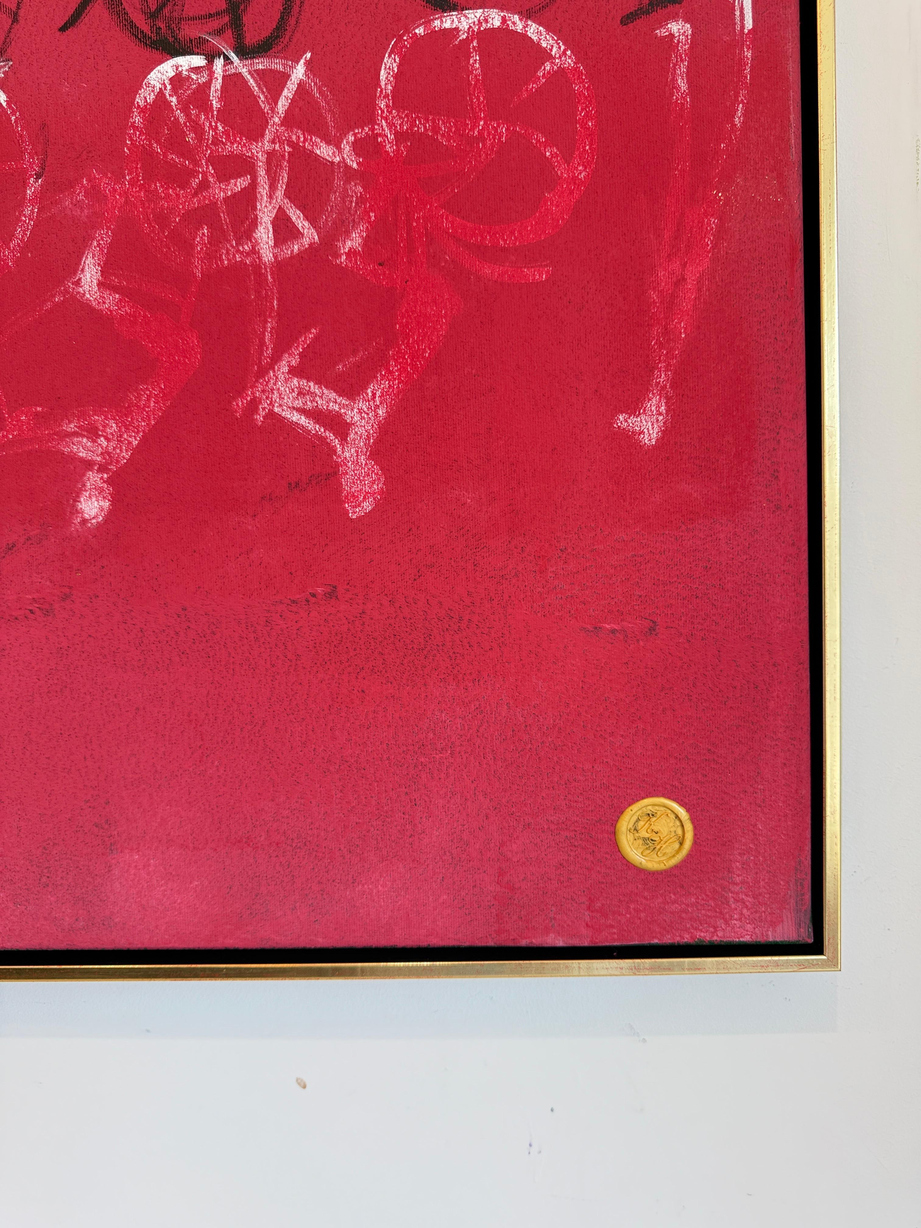 El día que te convertiste en mi para siempre - Cuadro abstracto contemporáneo en pan de oro en venta 7