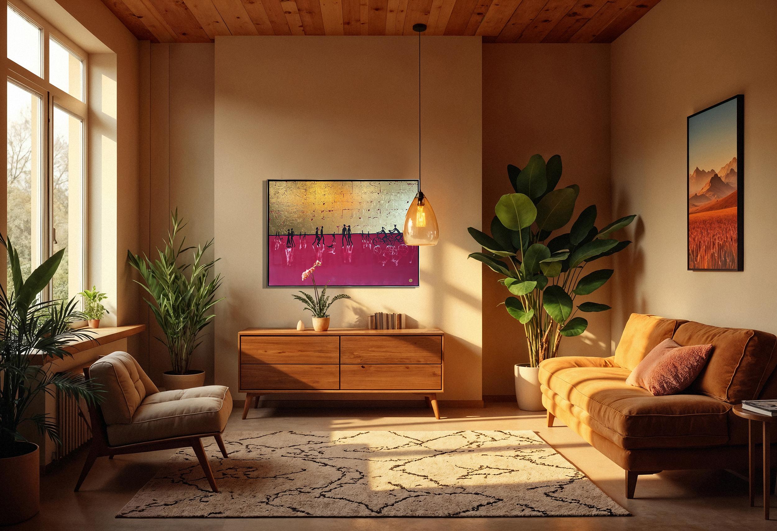 El día que te convertiste en mi para siempre - Cuadro abstracto contemporáneo en pan de oro - Abstract Painting Rosa de Katharina Hormel