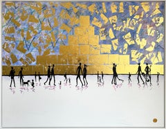 The Future belongs to us - Gold Leaf Minimalist Landscape Painting, 100x130 cm