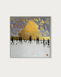 L'amore tra noi - Quadro astratto contemporaneo a foglia d'oro