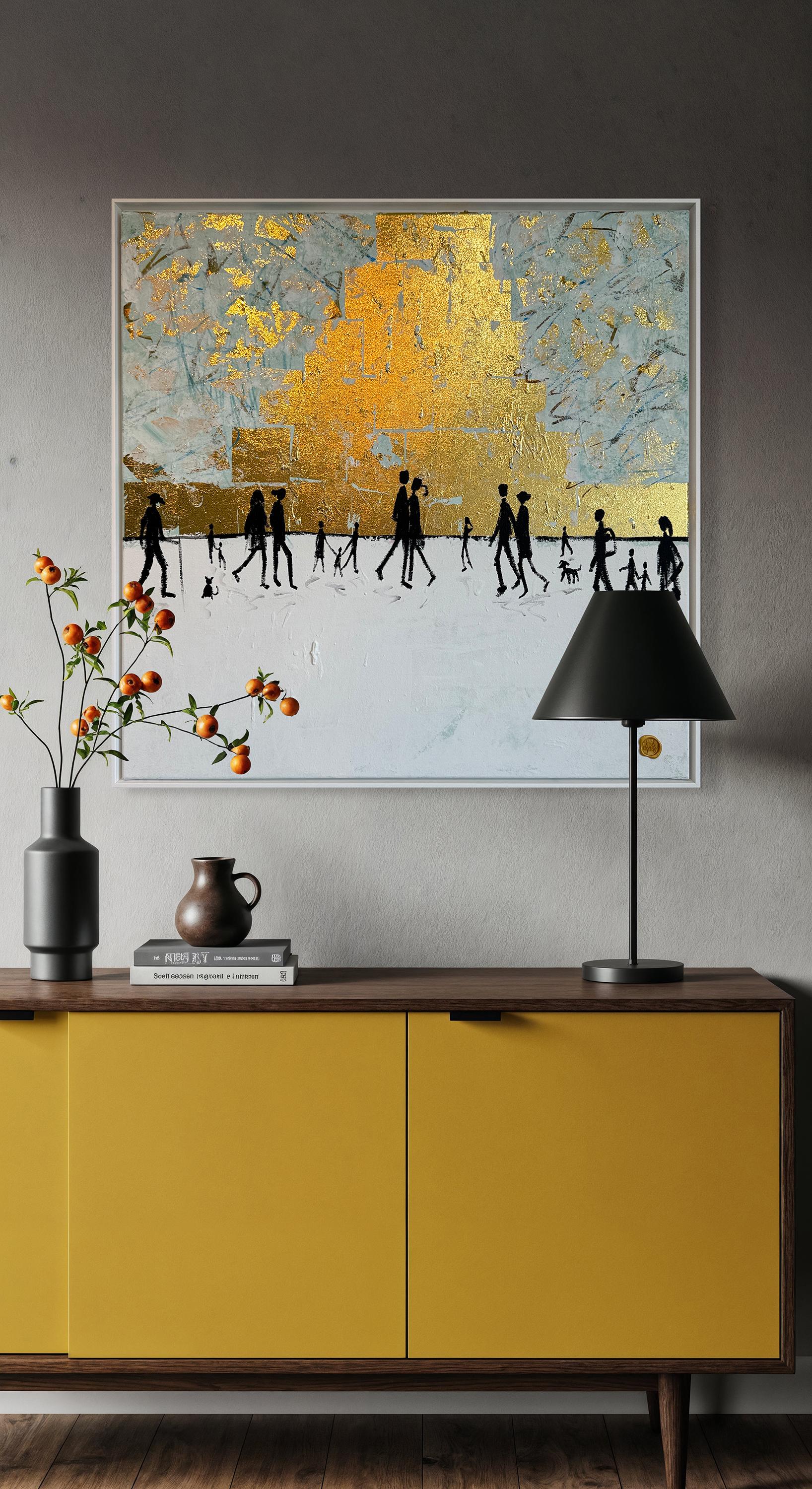 Die Liebe zwischen uns - Blattgold Zeitgenössische abstrakte Malerei (Braun), Abstract Painting, von Katharina Hormel