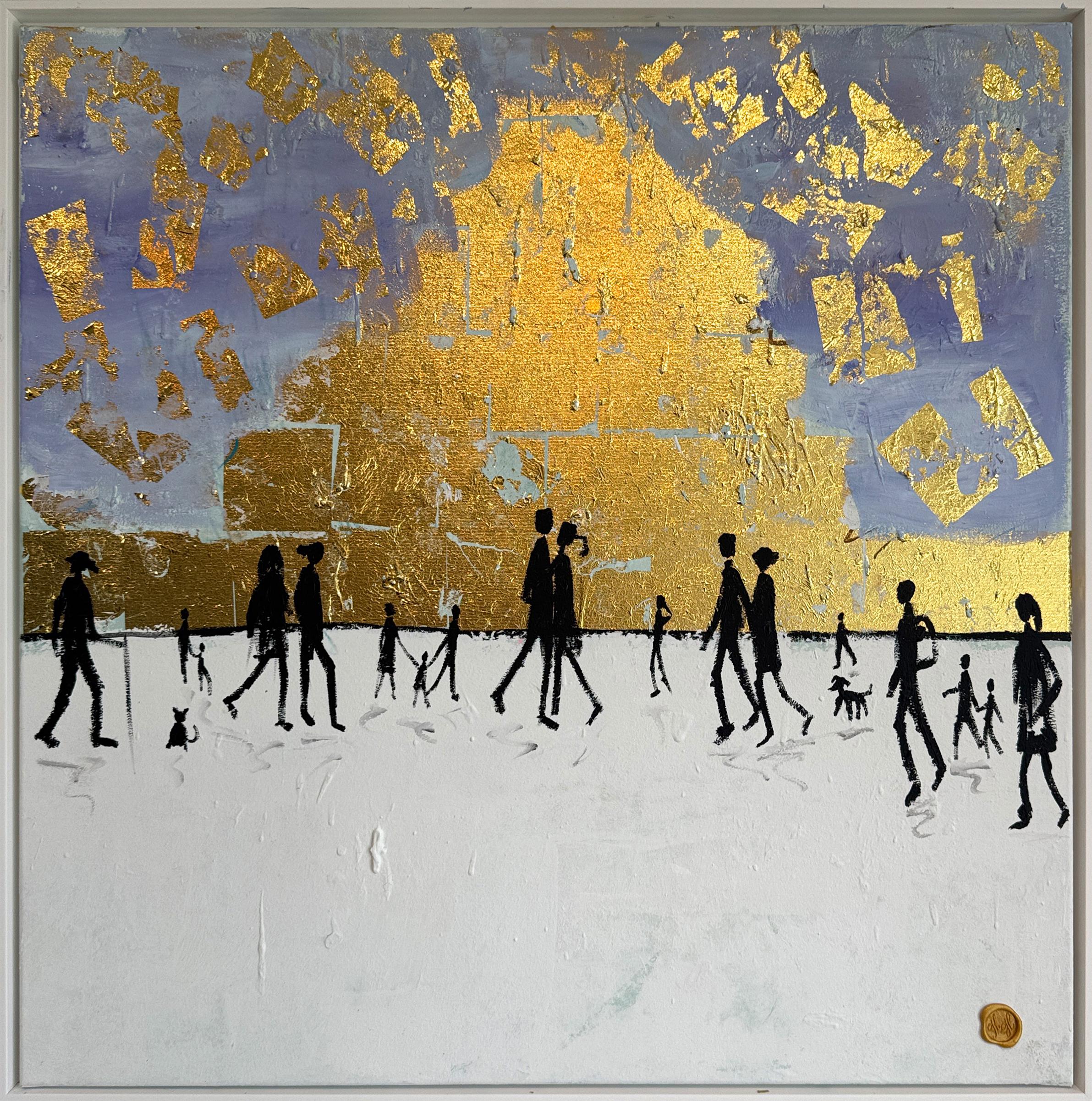 The Love between us - Gold Leaf Contemporary abstract painting - Painting by Katharina Hormel