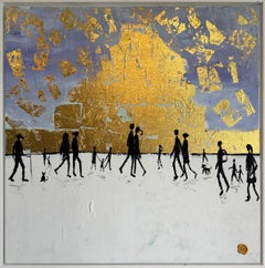 L'amore tra noi - Quadro astratto contemporaneo a foglia d'oro