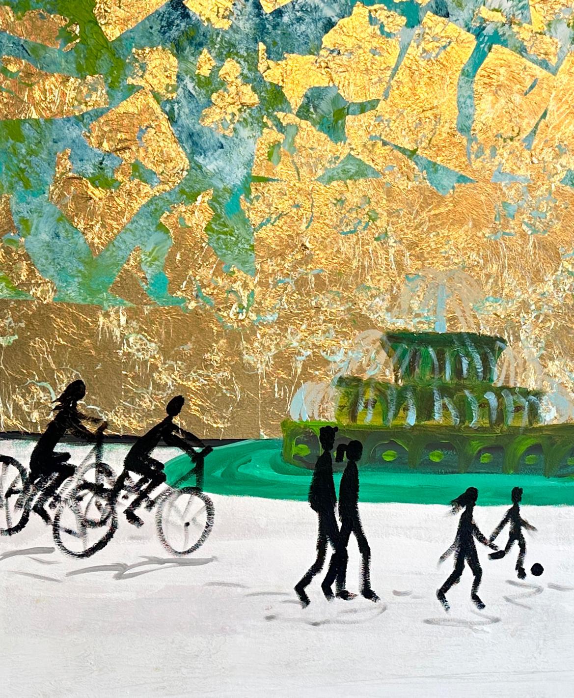 The Sound of Water - K.Hormel Zeitgenössisches abstraktes Sommer-Familienbild (Beige), Abstract Painting, von Katharina Hormel
