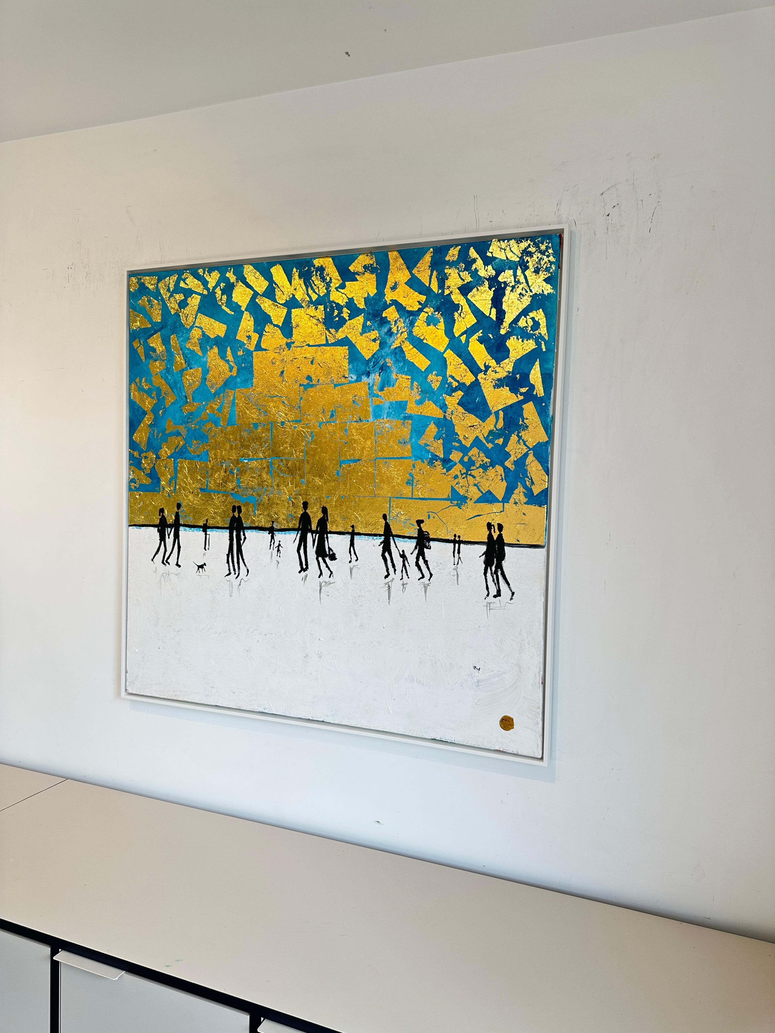 The Warmth we Share - Feuille d'or Abstrait contemporain  peinture en vente 8