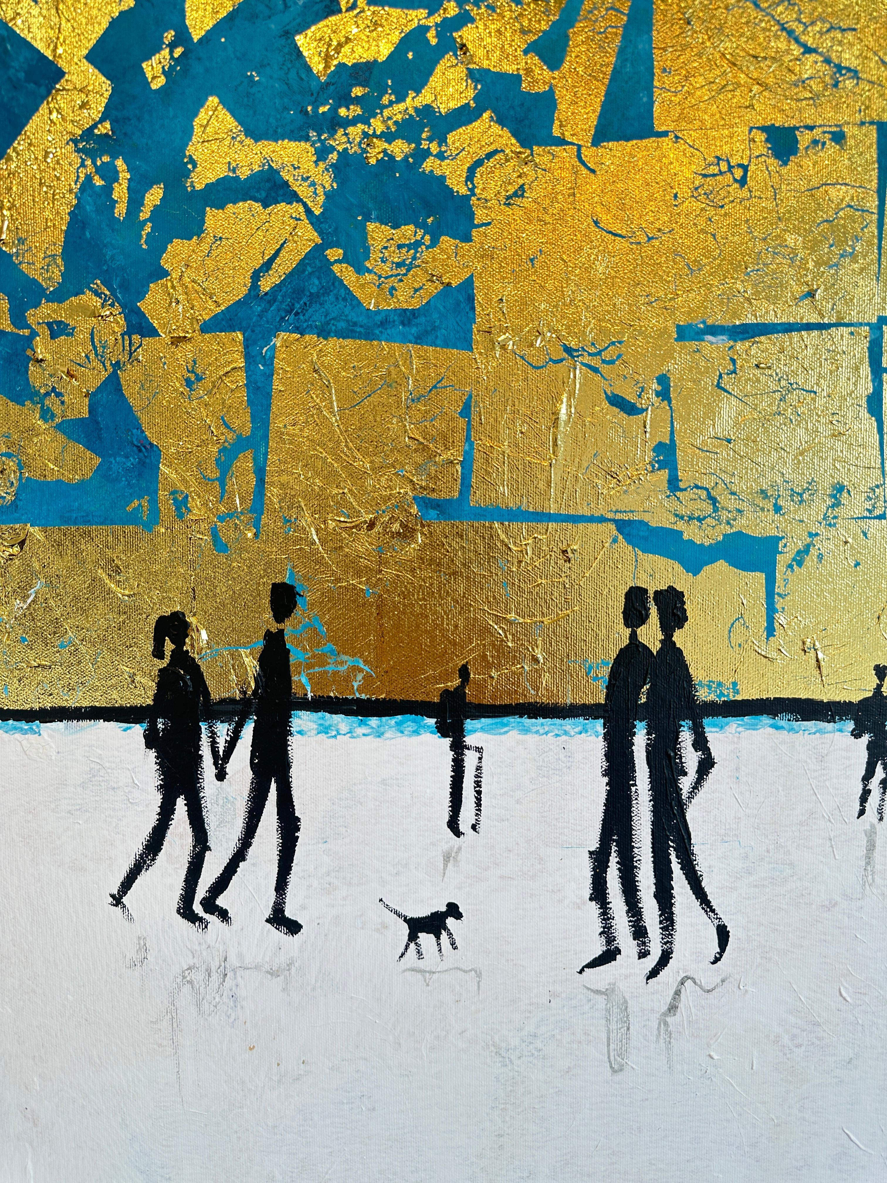 The Warmth we Share - Feuille d'or Abstrait contemporain  peinture en vente 9