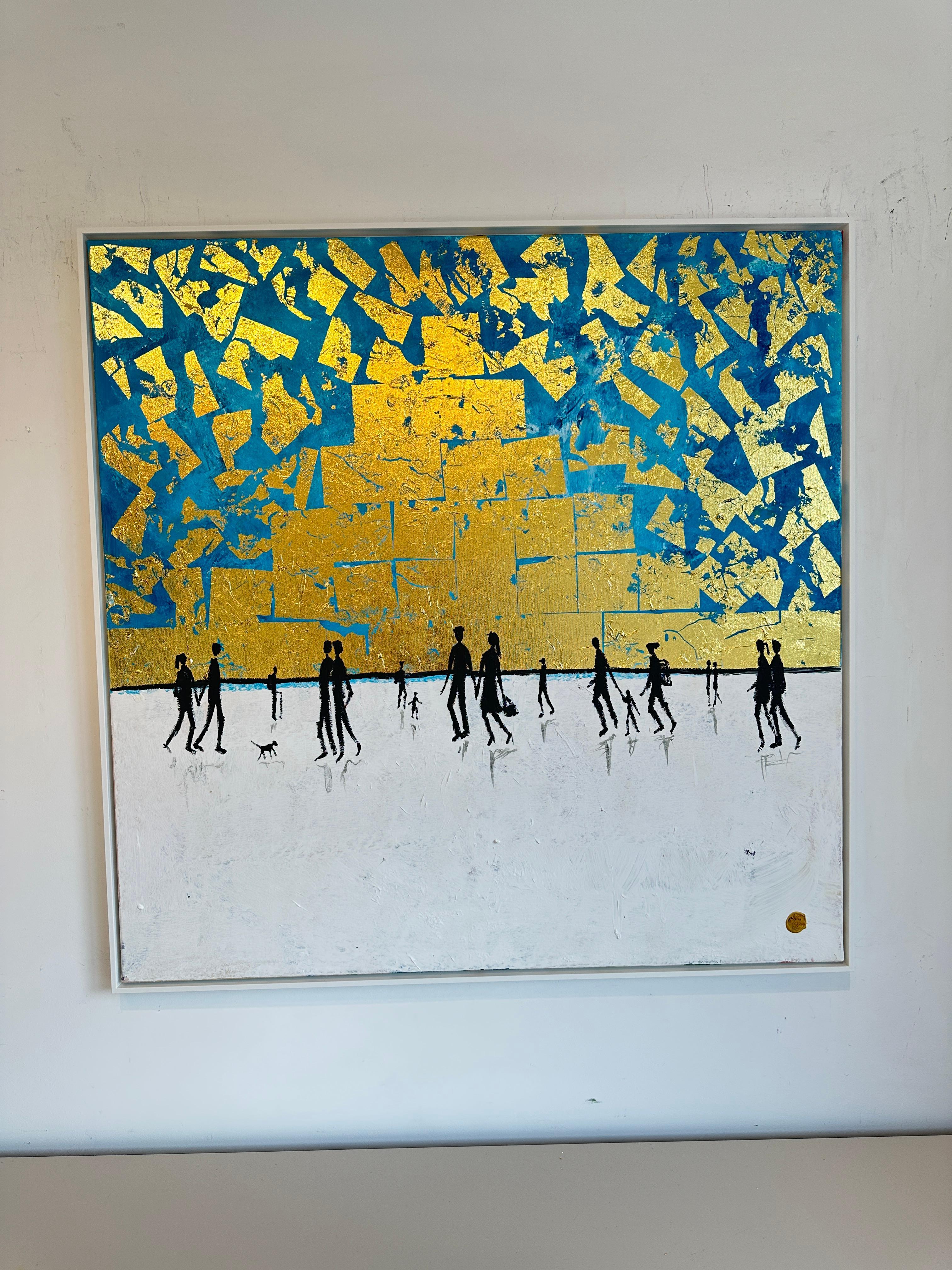 The Warmth we Share - Feuille d'or Abstrait contemporain  peinture en vente 10
