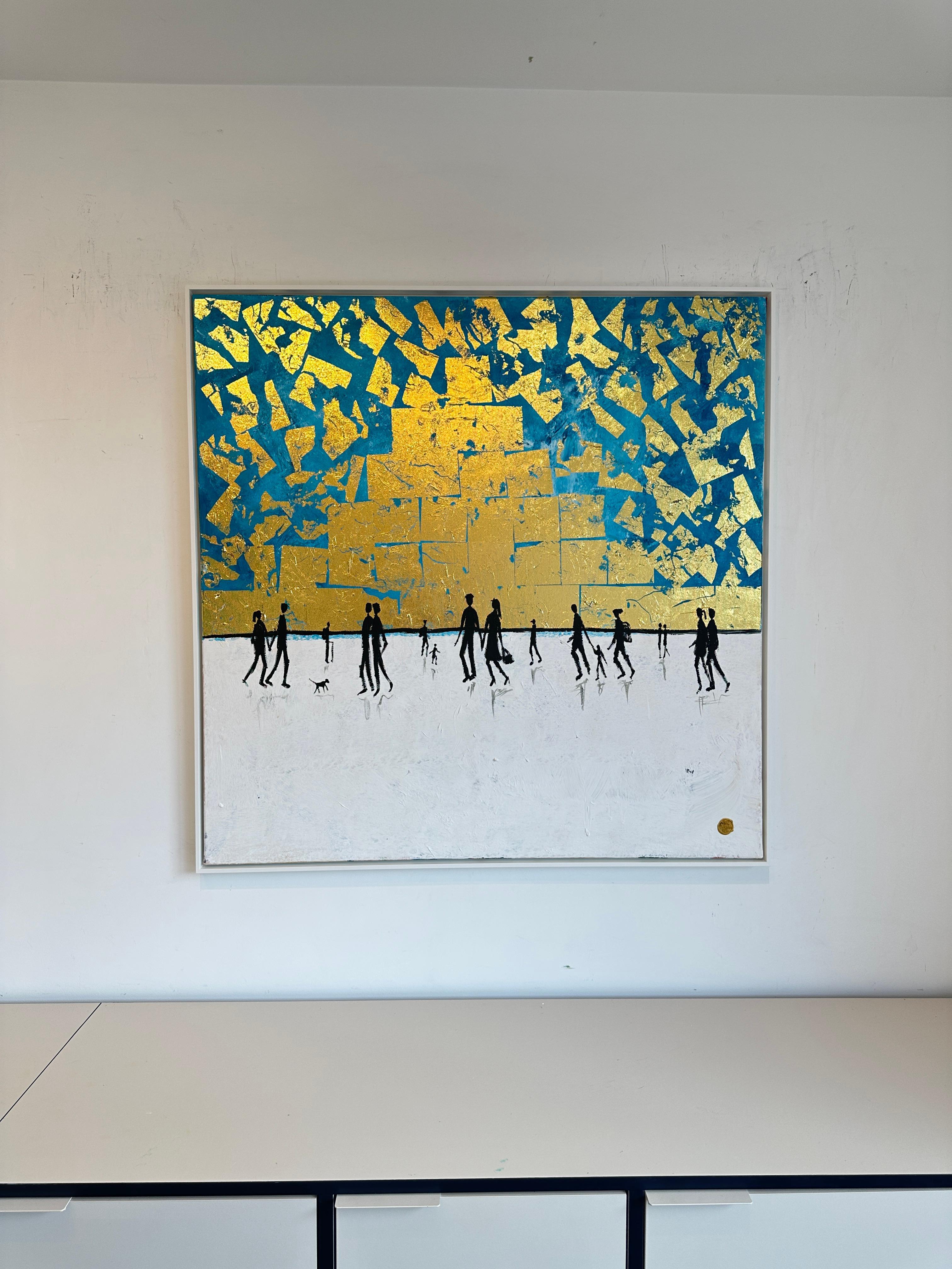 The Warmth we Share - Feuille d'or Abstrait contemporain  peinture en vente 12