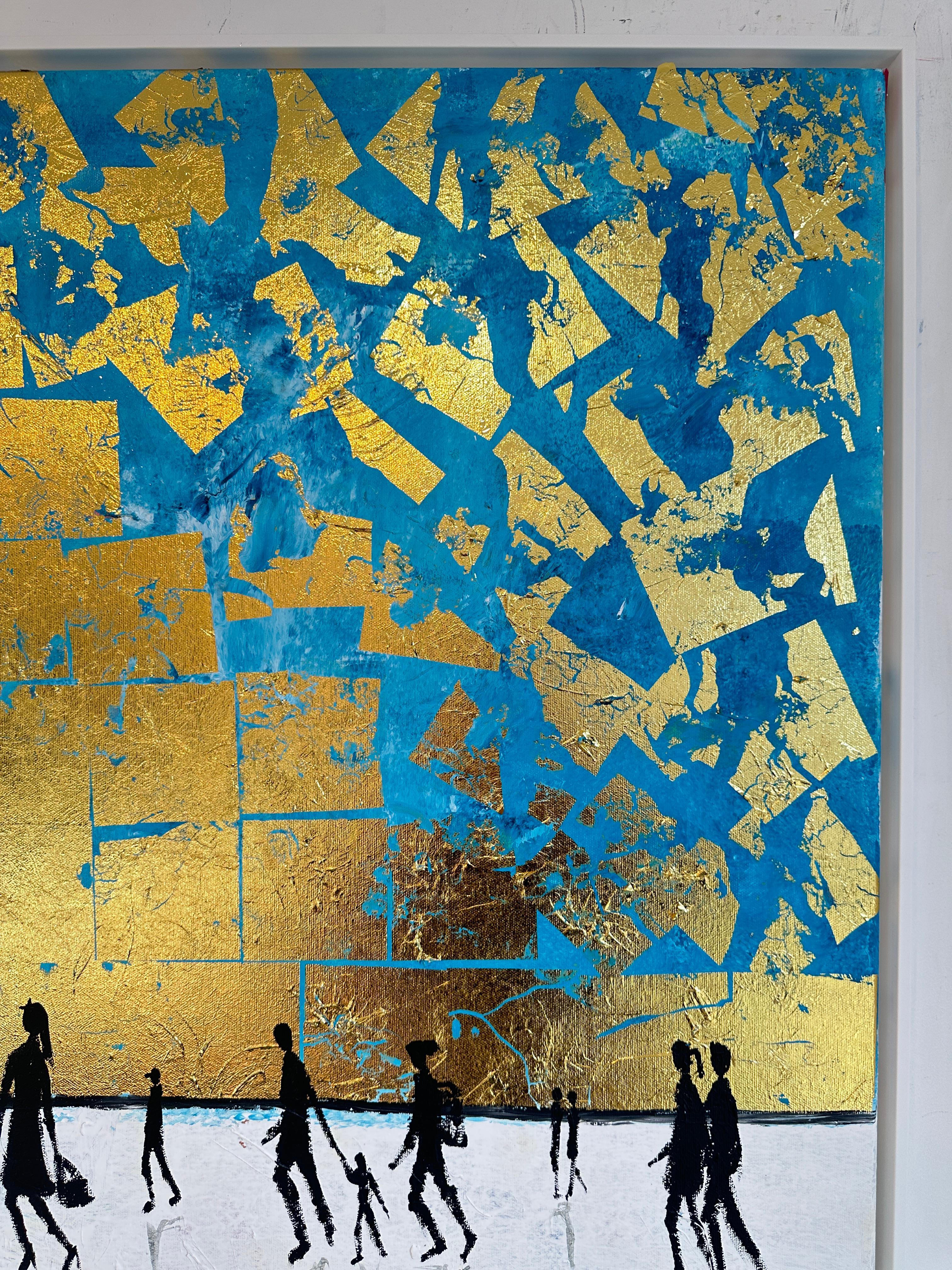 The Warmth we Share - Feuille d'or Abstrait contemporain  peinture en vente 2
