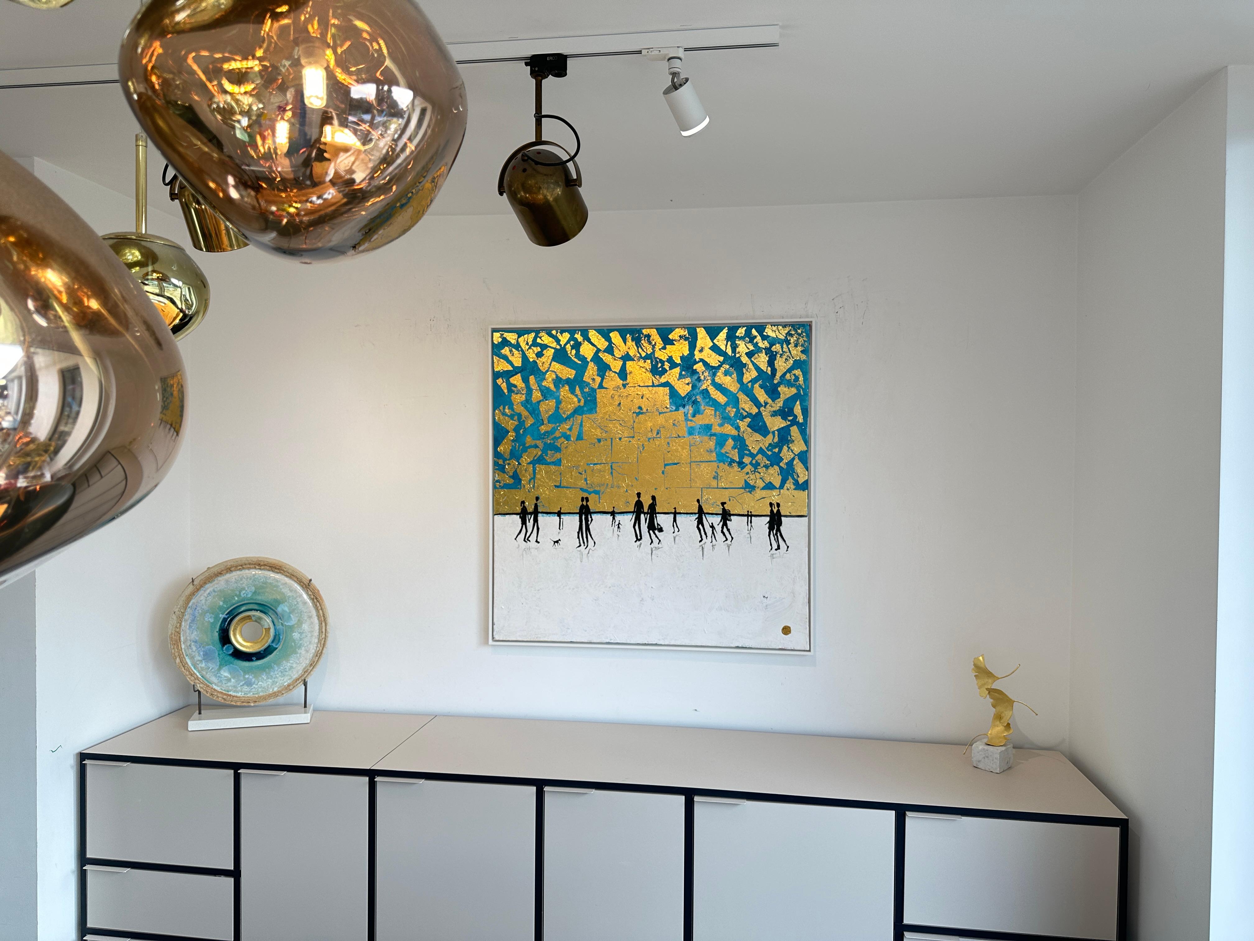 The Warmth we Share - Feuille d'or Abstrait contemporain  peinture en vente 4