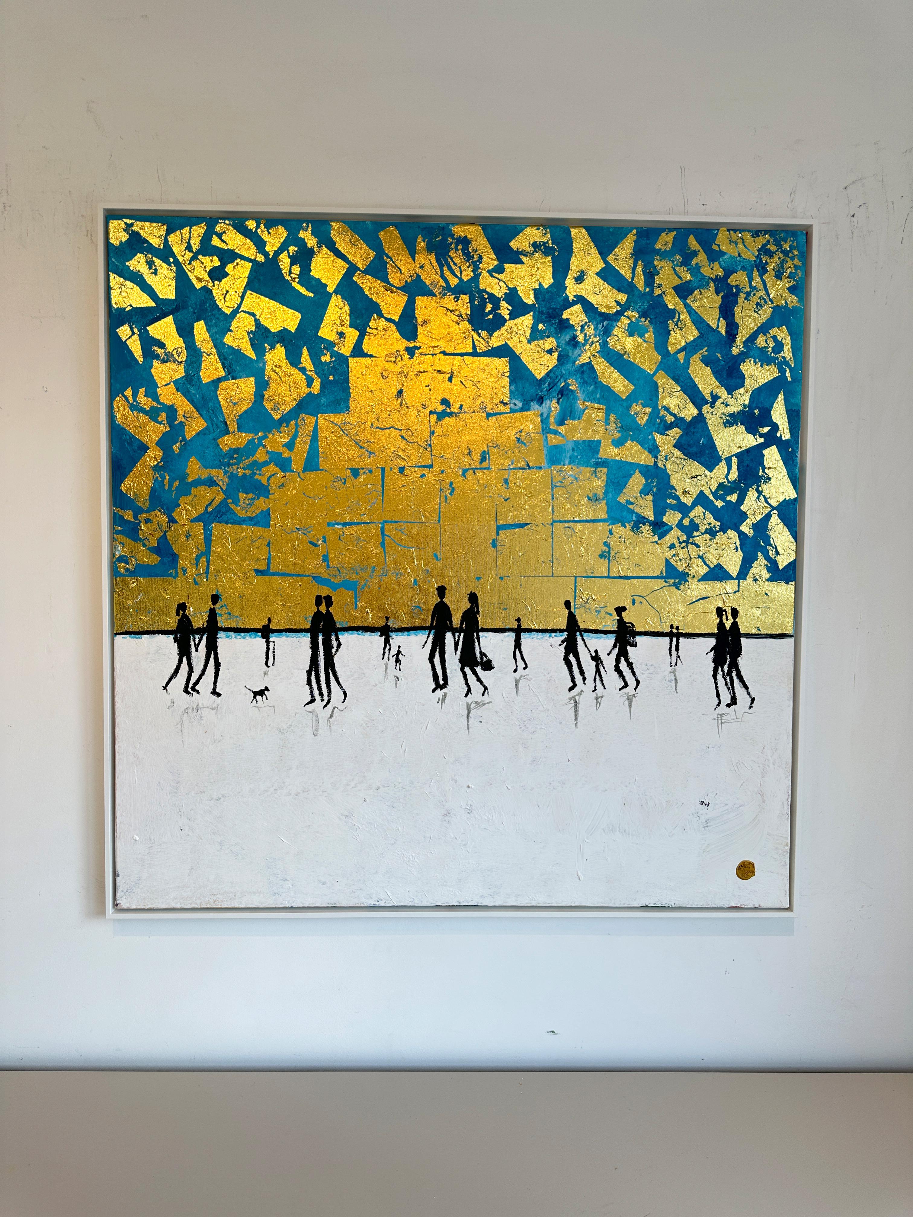 The Warmth we Share - Feuille d'or Abstrait contemporain  peinture en vente 5