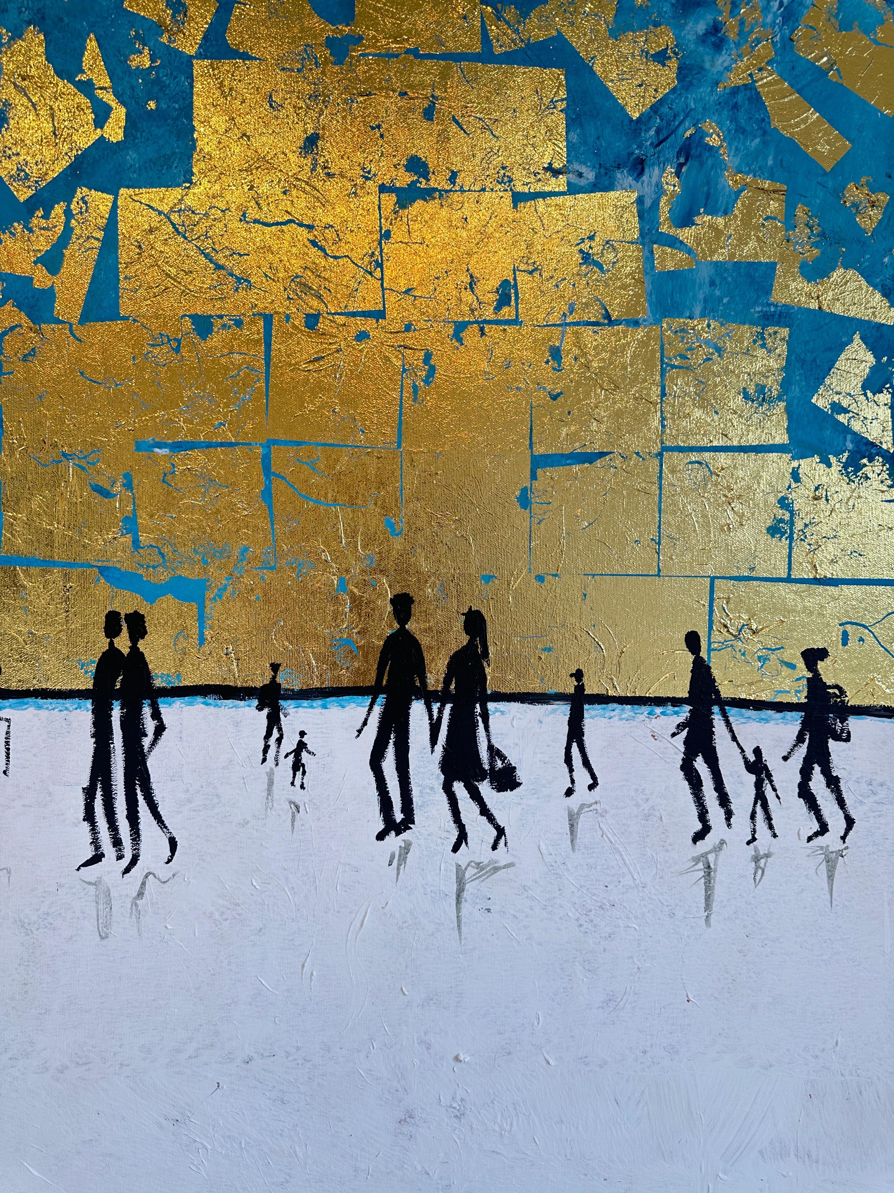 The Warmth we Share - Feuille d'or Abstrait contemporain  peinture en vente 6