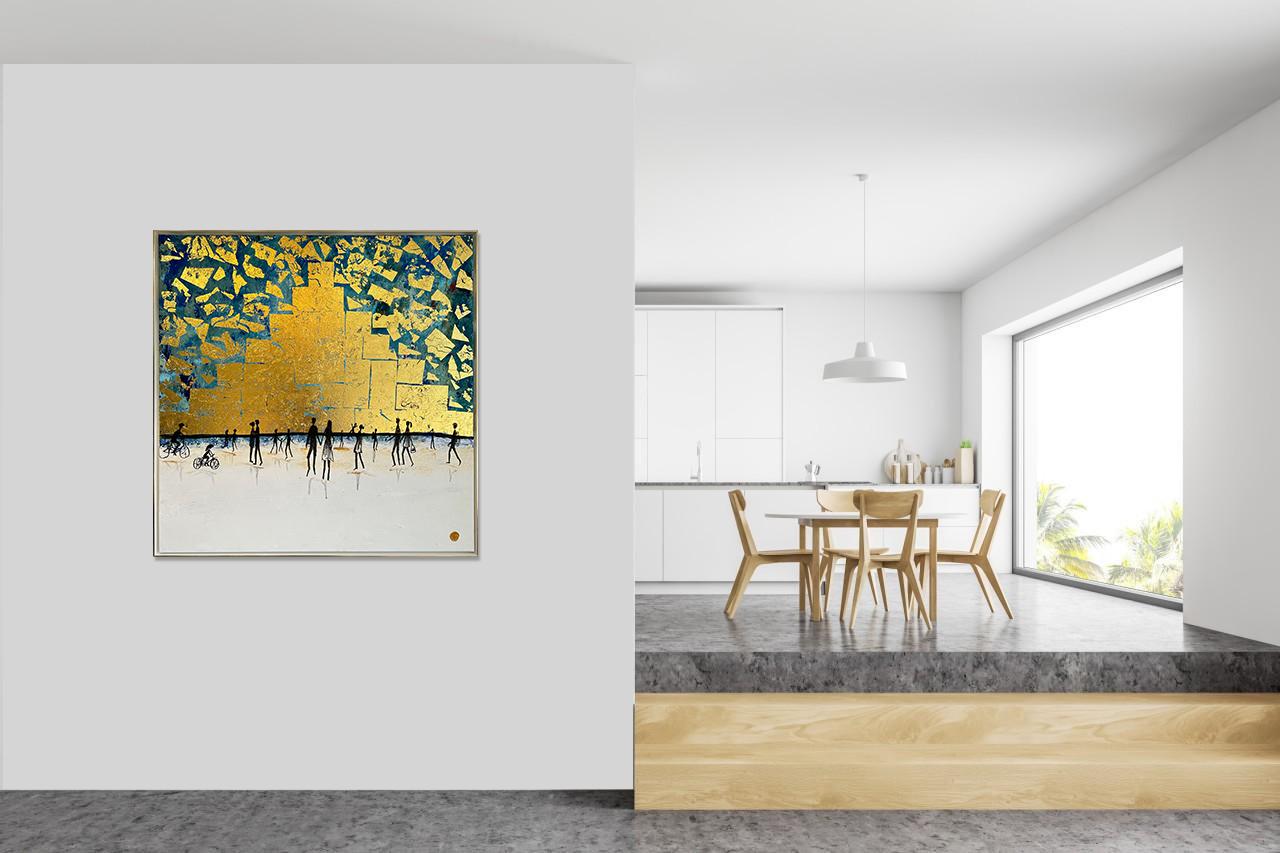 Those special Moments - Gold Leaf Contemporary abstract family painting For Sale 10