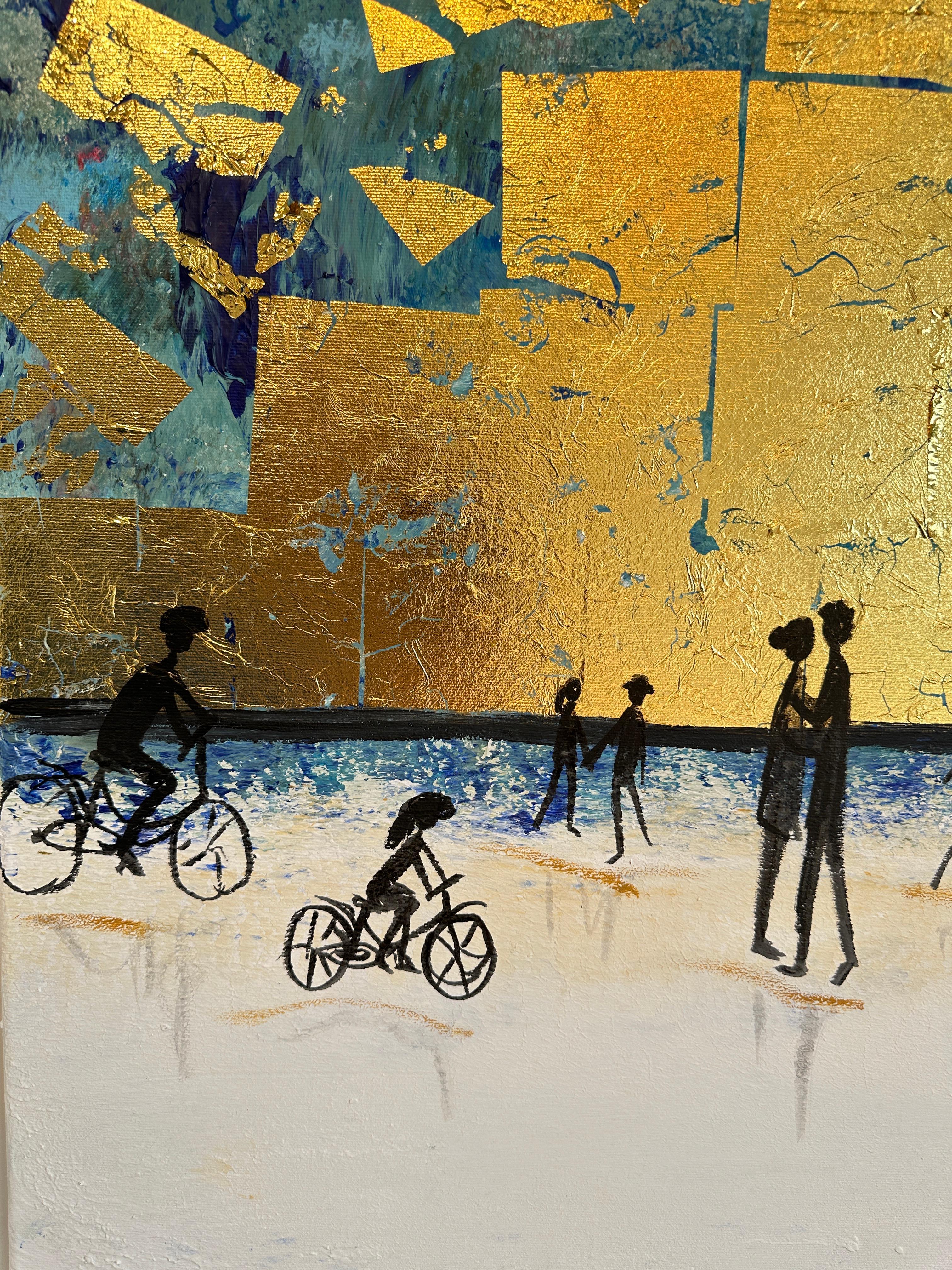 Those special Moments - Gold Leaf Contemporary abstract family painting For Sale 5