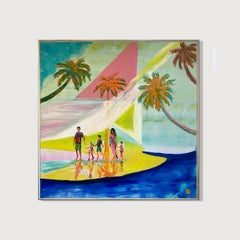 Time for Our Family, Contemporary Abstract summer beachPainting, 100x100 cm, New
