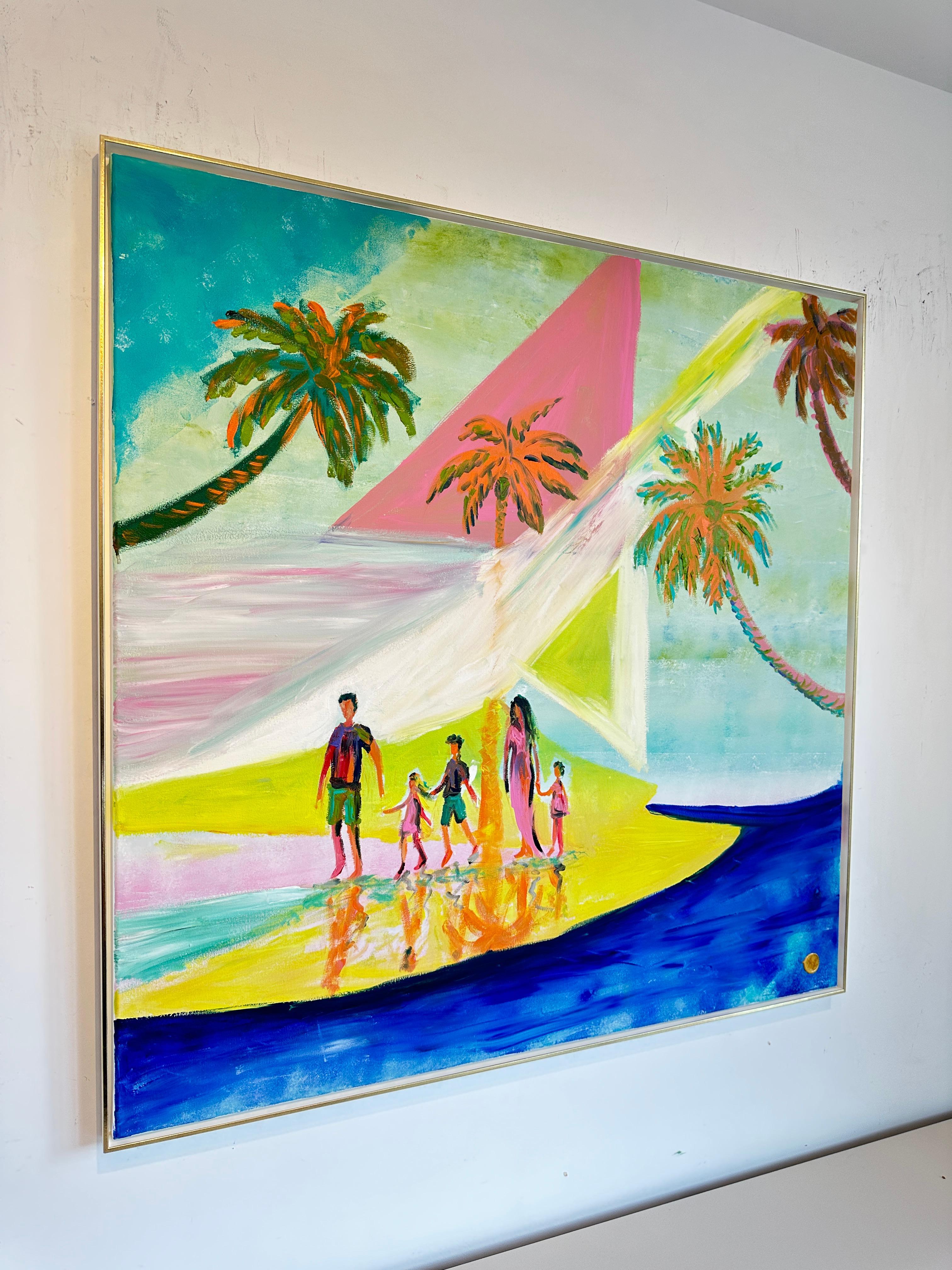 Time for our Family - K.Hormel Peinture familiale contemporaine abstraite d'été en vente 9