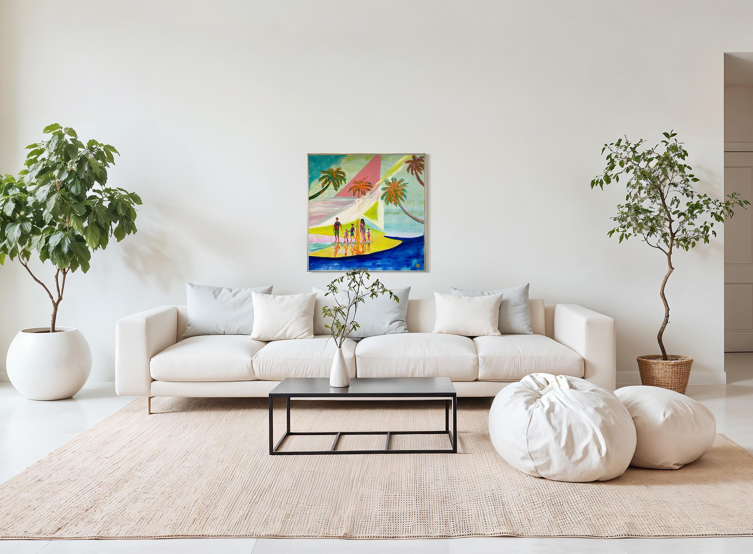 Time for our Family - K.Hormel Peinture familiale contemporaine abstraite d'été en vente 13