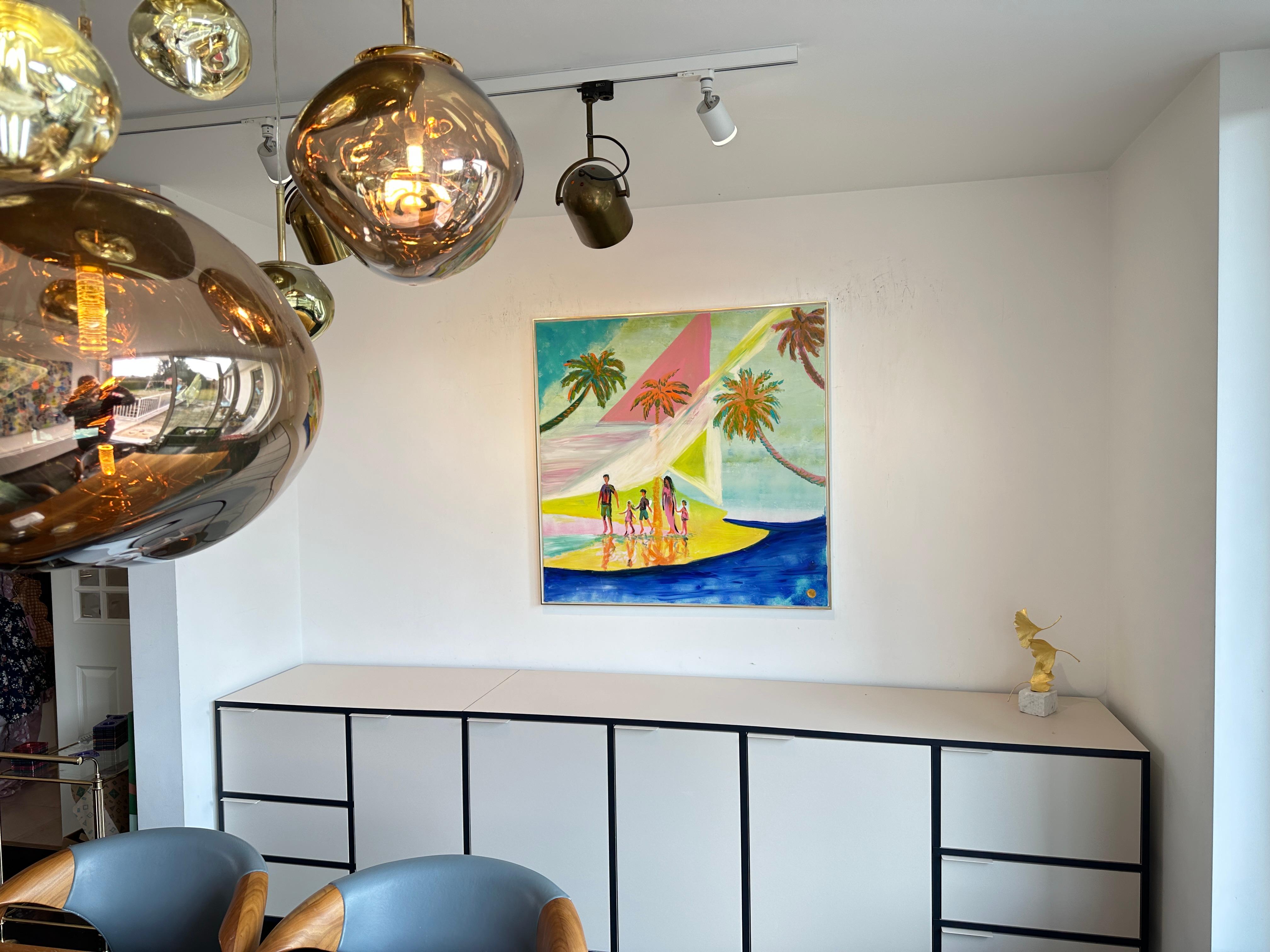 Time for our Family - K.Hormel Peinture familiale contemporaine abstraite d'été en vente 2