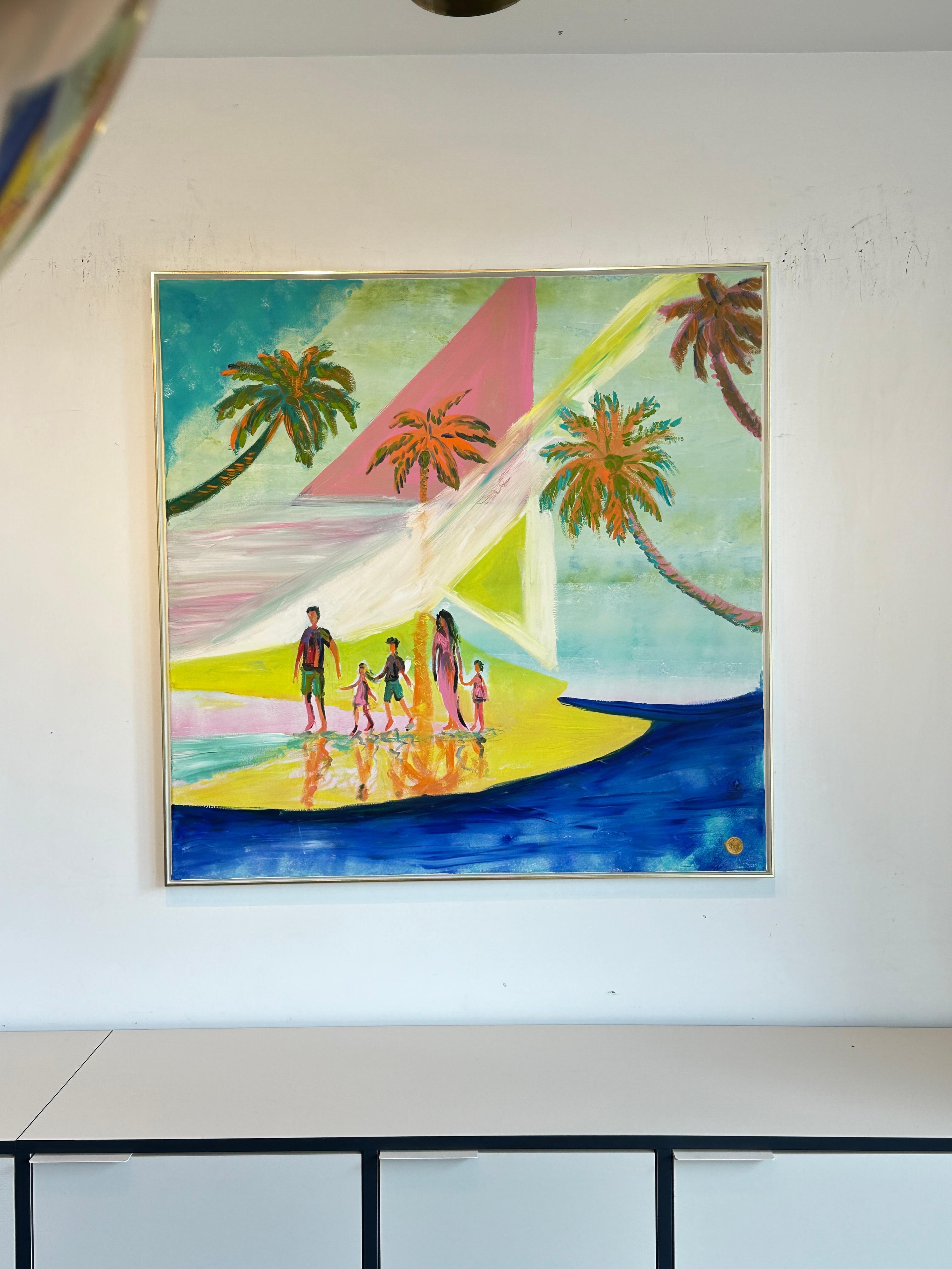 Time for our Family - K.Hormel Peinture familiale contemporaine abstraite d'été en vente 3