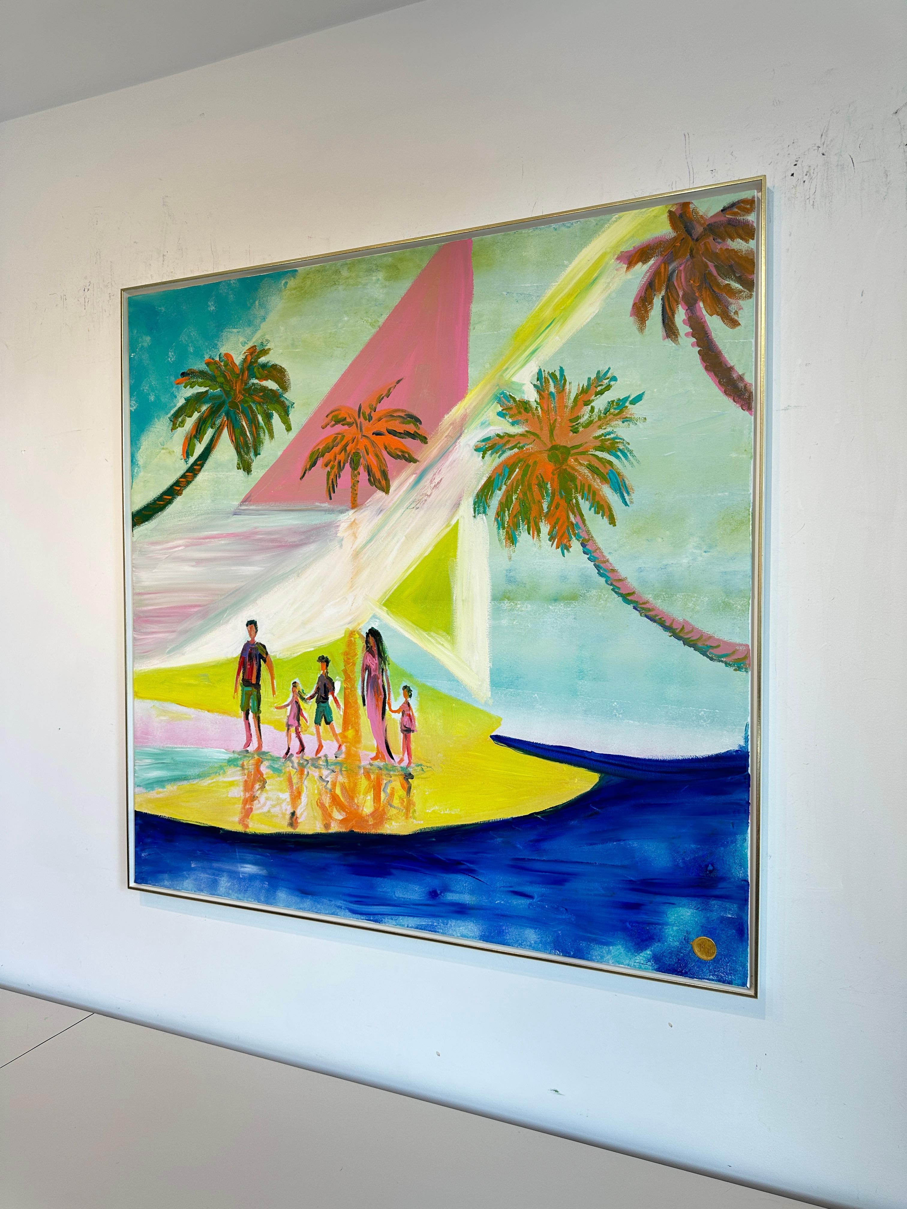 Time for our Family - K.Hormel Peinture familiale contemporaine abstraite d'été en vente 4