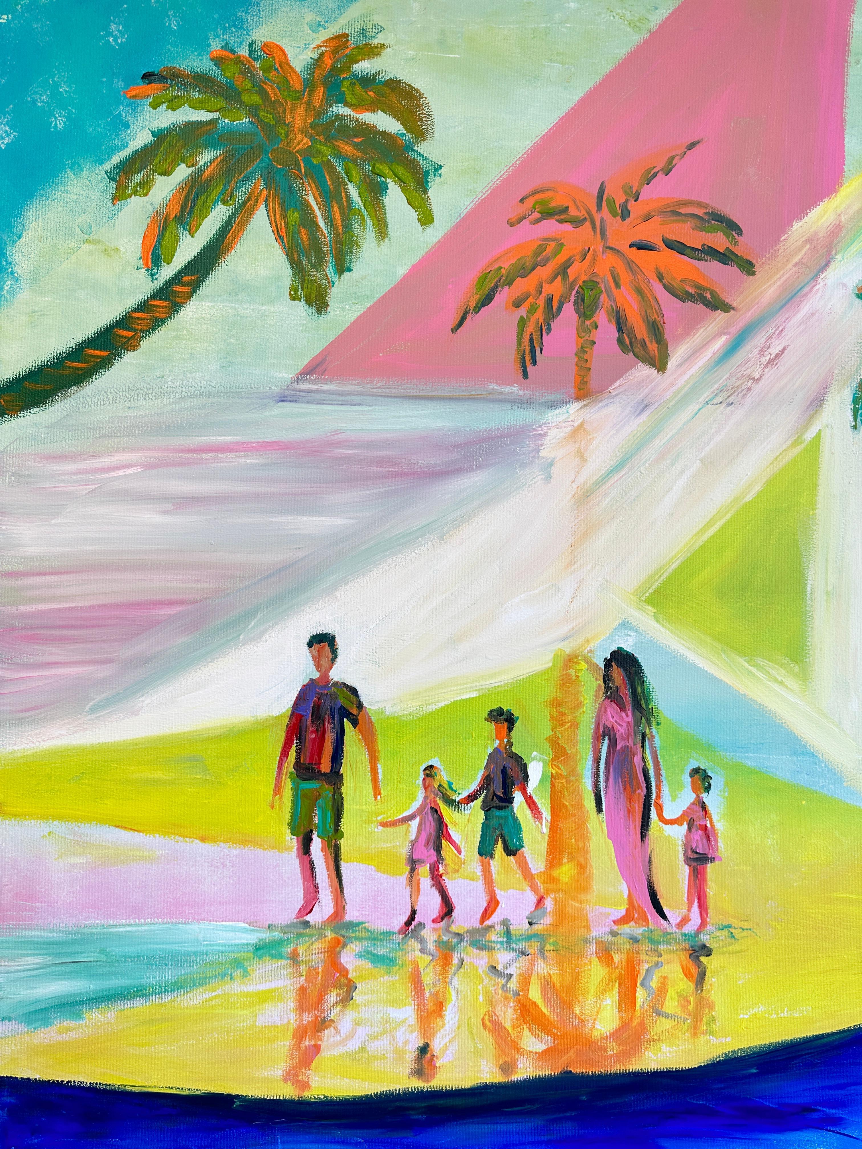 Time for our Family - K.Hormel Peinture familiale contemporaine abstraite d'été en vente 5
