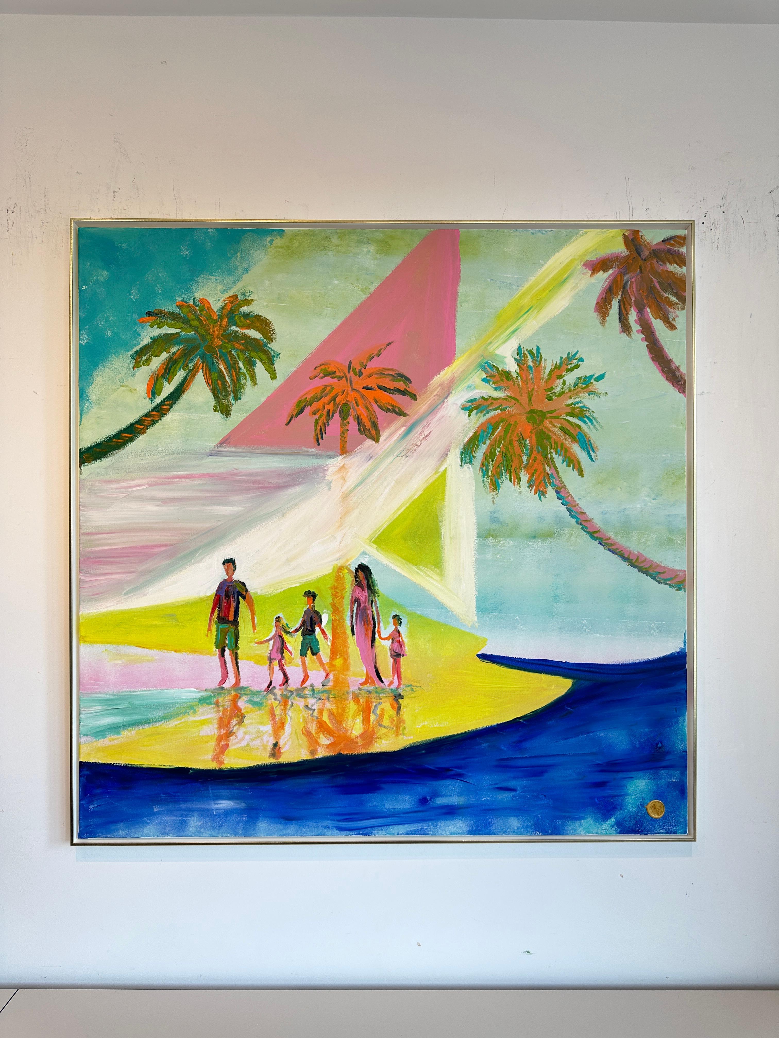 Time for our Family - K.Hormel Peinture familiale contemporaine abstraite d'été en vente 6