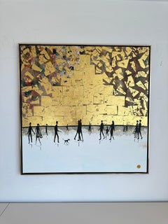 Time spent with you - Gold Leaf Contemporary abstract family painting