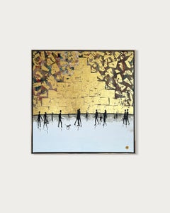 Time spent with you - Gold Leaf Contemporary abstract family painting