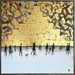 Time spent with you - Gold Leaf Contemporary abstract family painting