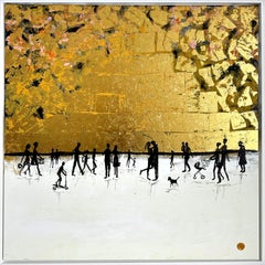 Treasuring every minute Gold Leaf Contemporary abstract family painting