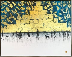 Treasuring our Time always - Gold Leaf Contemporary abstract family painting