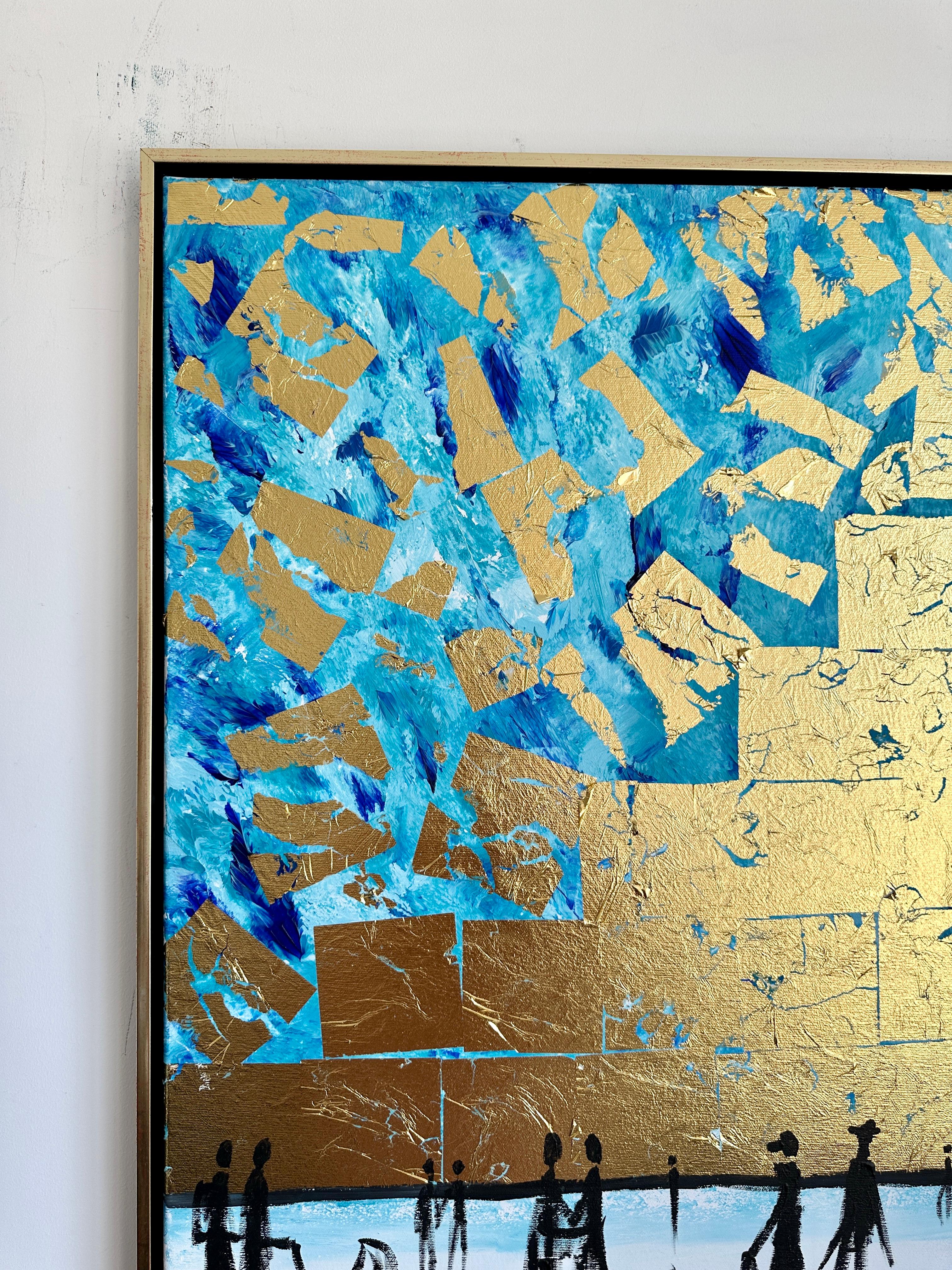 We belong to Be - Gold Leaf Contemporary abstract family painting For Sale 10