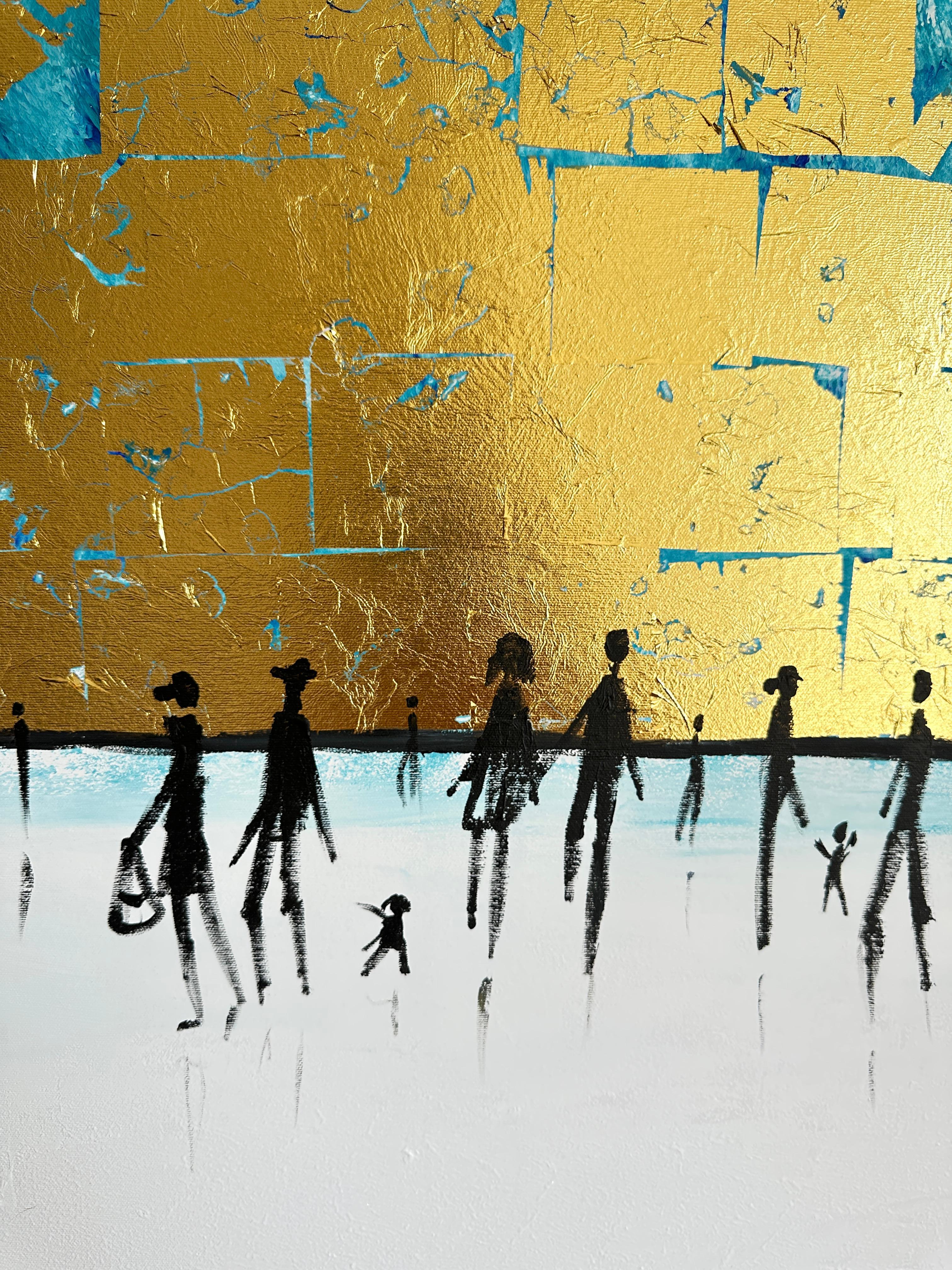 We belong to Be - Gold Leaf Contemporary abstract family painting For Sale 1