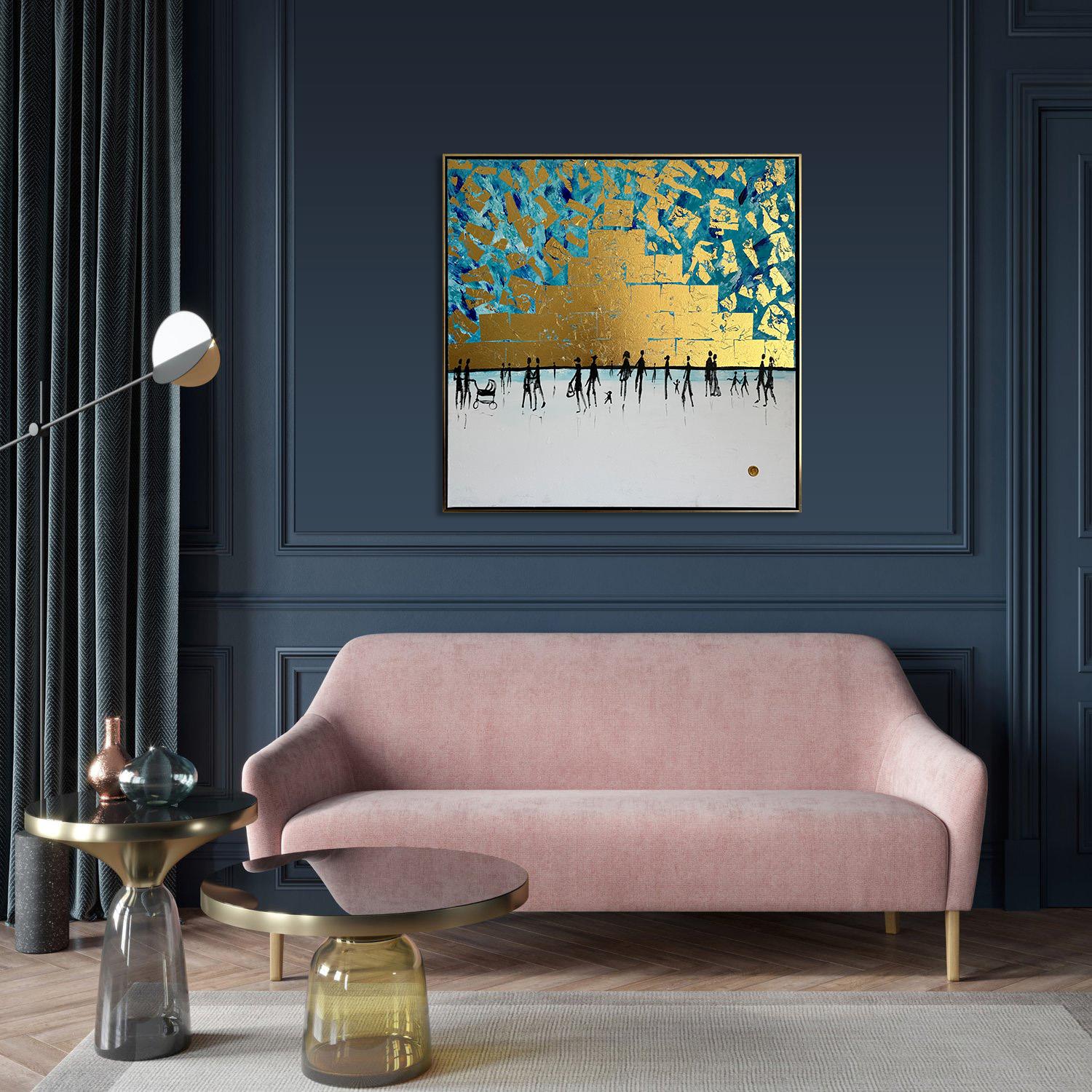 We belong to Be - Gold Leaf Contemporary abstract family painting For Sale 2