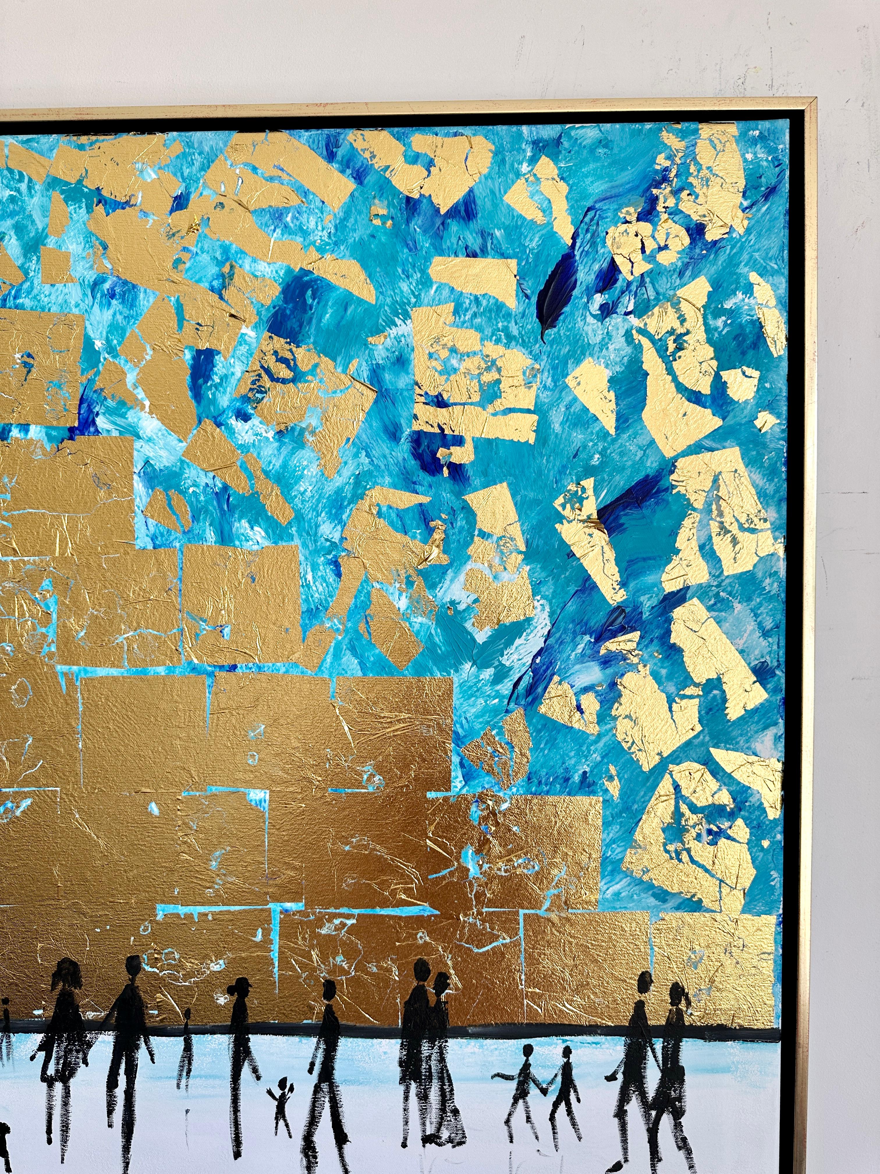 We belong to Be - Gold Leaf Contemporary abstract family painting For Sale 3