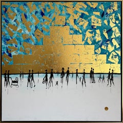 We belong to Be - Gold Leaf Contemporary abstract family painting