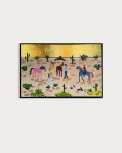 When the light turns gold - Gold Leaf Contemporary abstract family painting