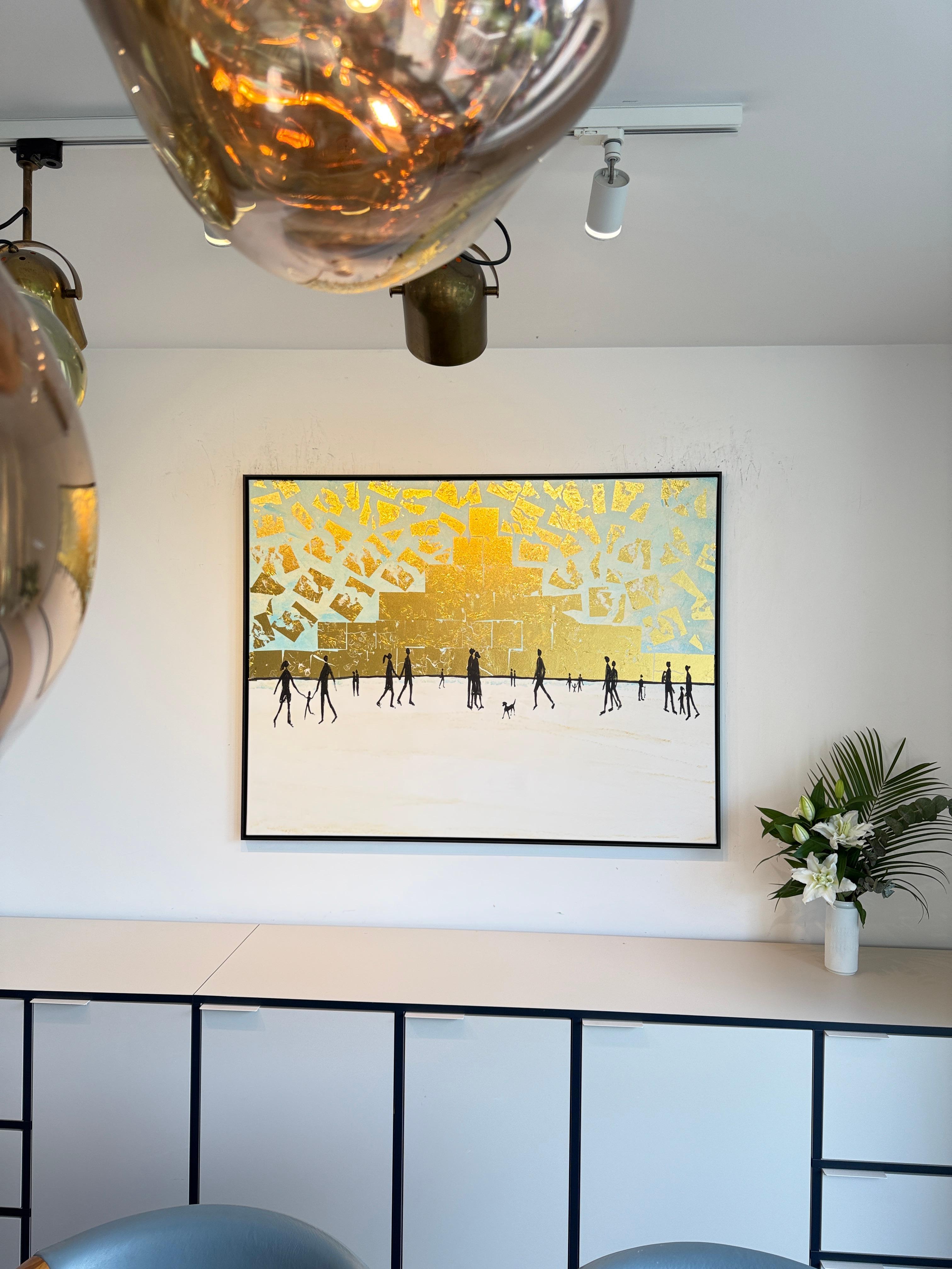 Where the day gently carries us home - Gold Leaf Contemporary abstract painting For Sale 8