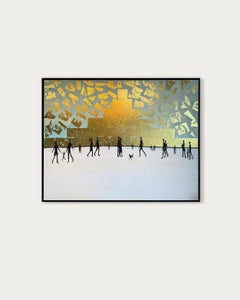 Where the day gently carries us home - Gold Leaf Contemporary abstract painting