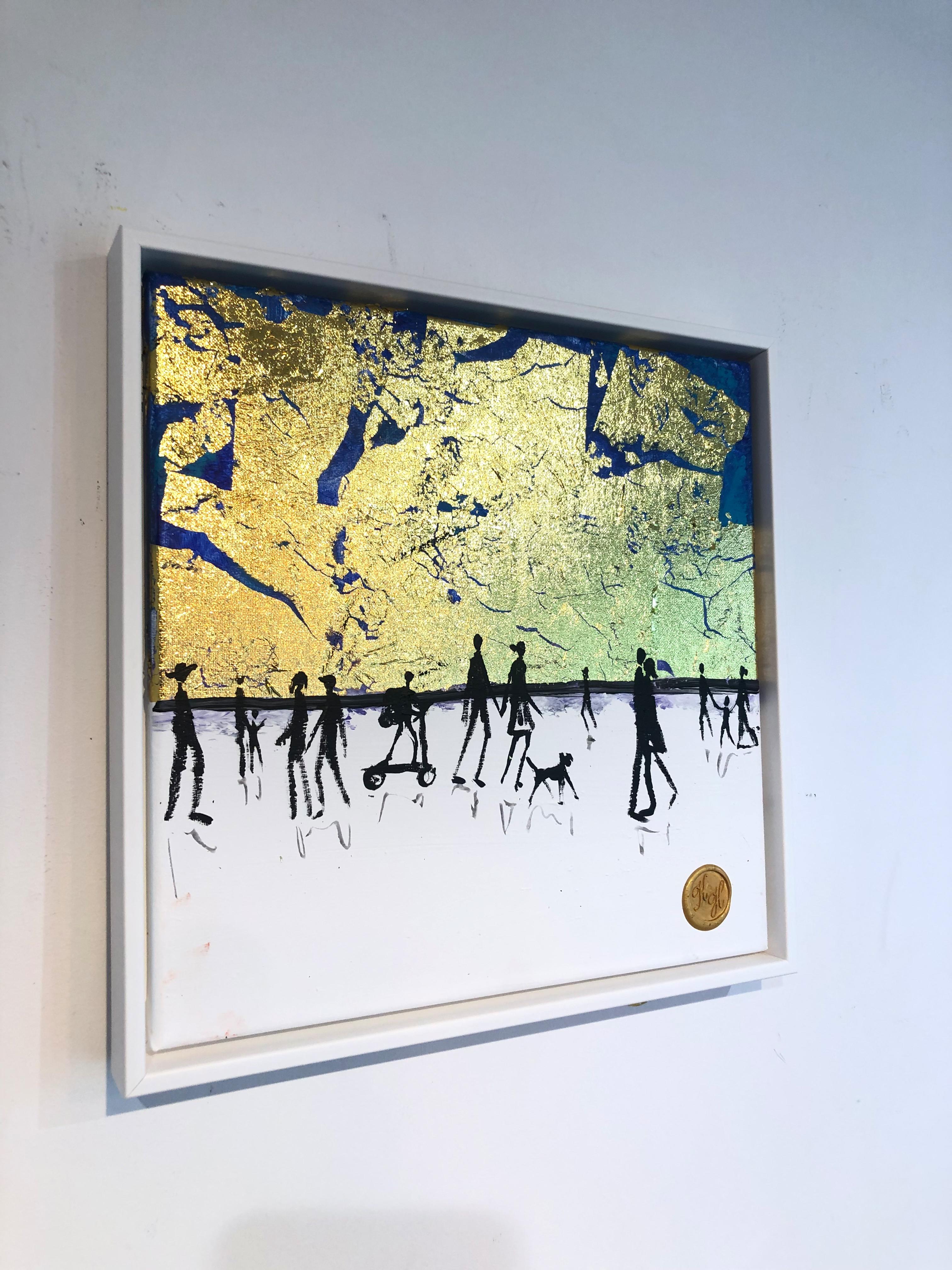 Chuchotements d'amour - Feuille d'or Peinture familiale abstraite contemporaine en vente 1