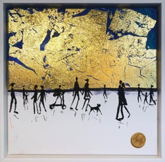 Whispers of Love - Gold Leaf Contemporary abstract family painting