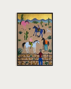 Wild Hearts of the Desert - Gold Leaf Contemporary abstract family painting
