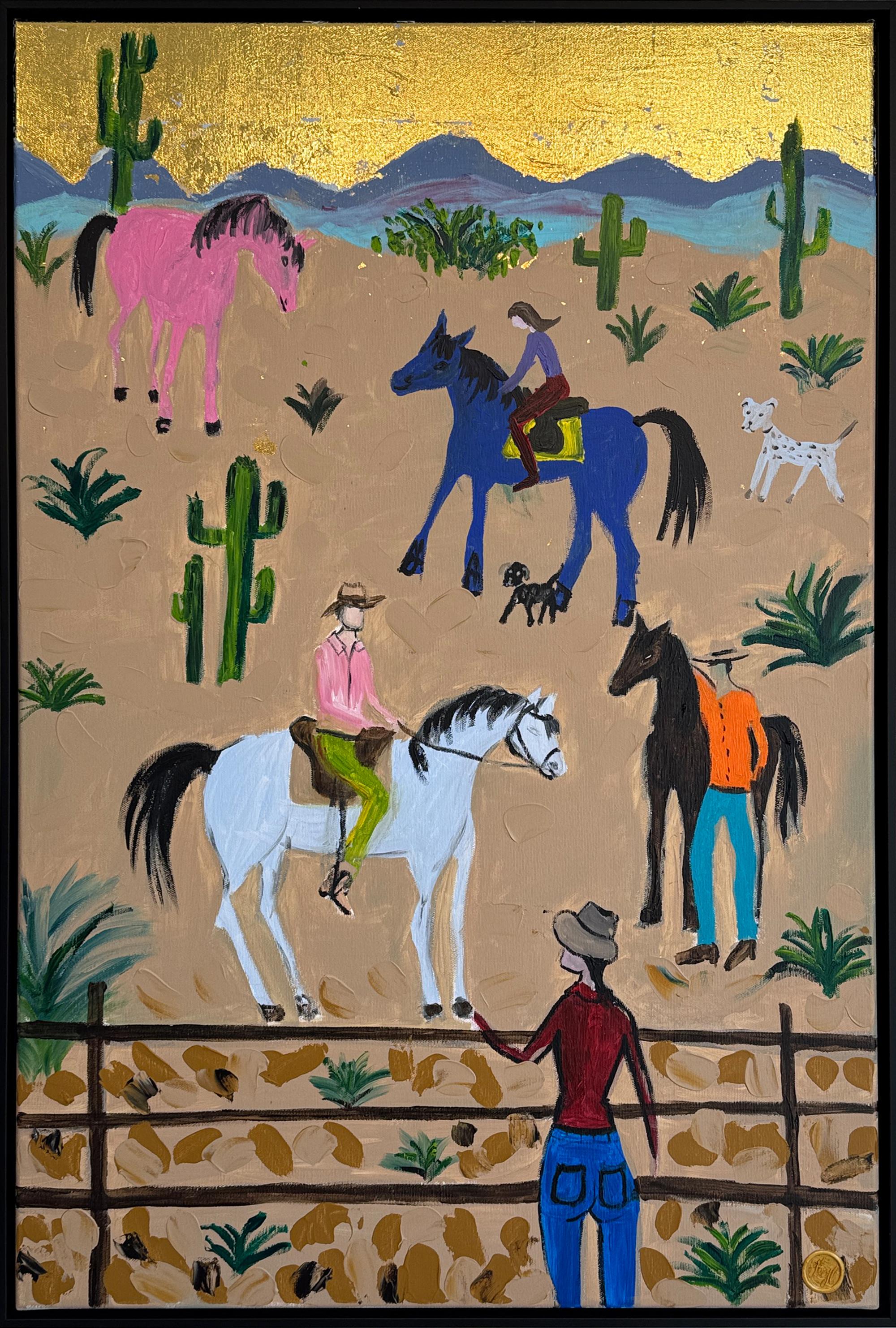 Wild Hearts of the Desert - Gold Leaf Contemporary abstract family painting