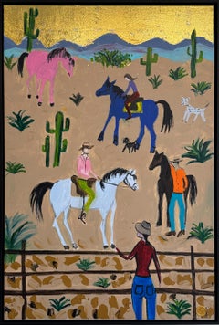 Wild Hearts of the Desert - Gold Leaf Contemporary abstract family painting