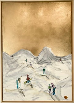 Winter Schnee von K. Hormel - Gold Zeitgenössisches abstraktes Ölgemälde